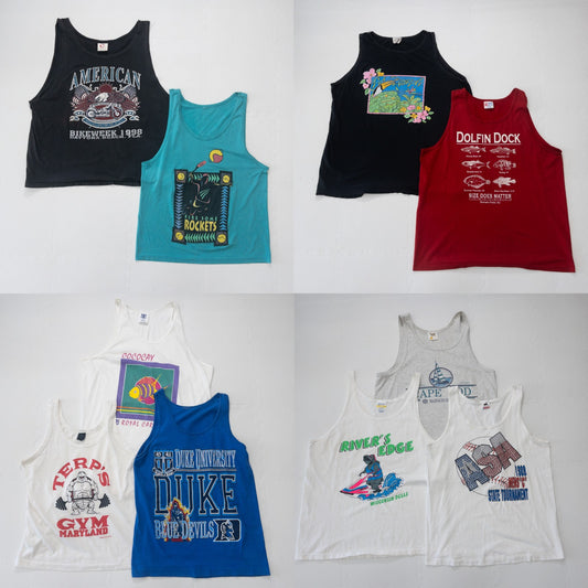 Wholesale Used Clothing, Bulk Sale, Washed 90s Tank Tops, Set of 10 (S-XXL)