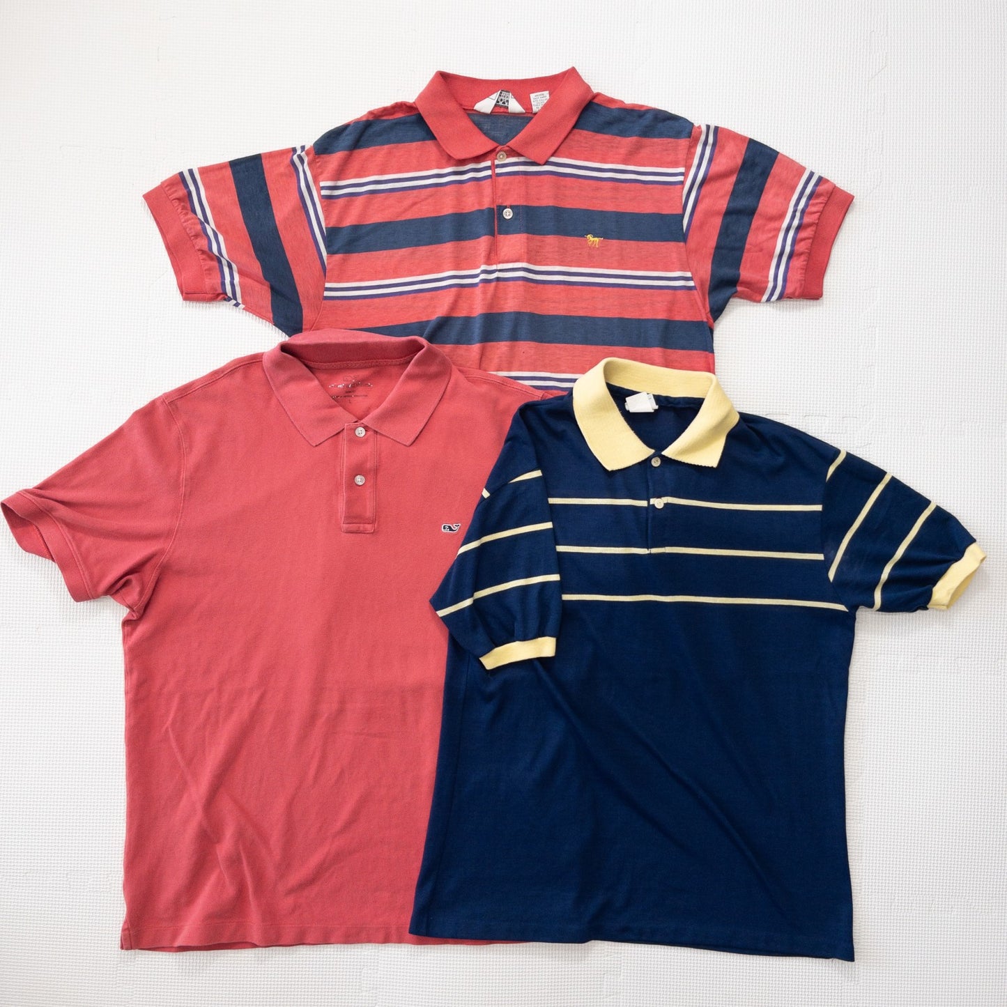 Wholesale Used Clothing, Bulk Sale, Washed Vintage No-Brand Short Sleeve Polo Shirts, 13-Piece Set (S-XXXL)