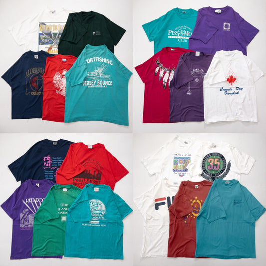 Used clothing wholesale bulk sale: Washed 90s short-sleeved T-shirts, single-stitched, made in the USA, set of 20 (M-XXL)