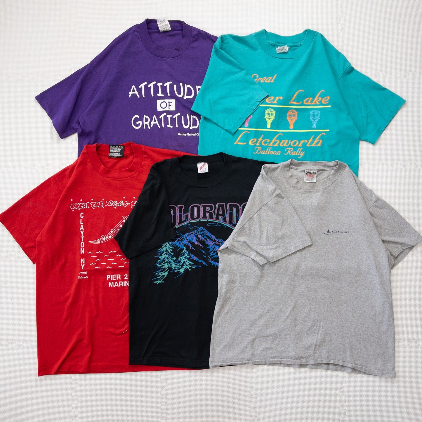 Used clothing wholesale bulk sale: Washed 90s short-sleeved T-shirts, single-stitched, made in the USA, 20-count (M-XXL)