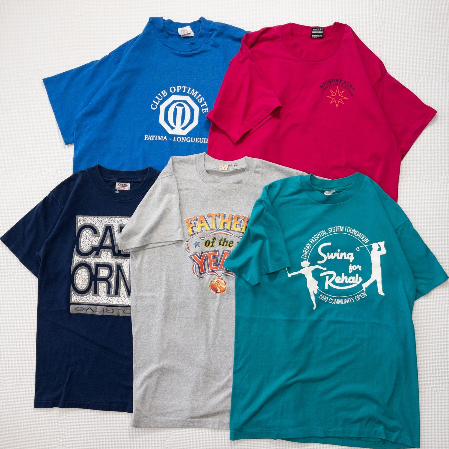 Used clothing wholesale bulk sale: Washed 90s short-sleeved T-shirts, single-stitched, made in the USA, 20-count (M-XXL)