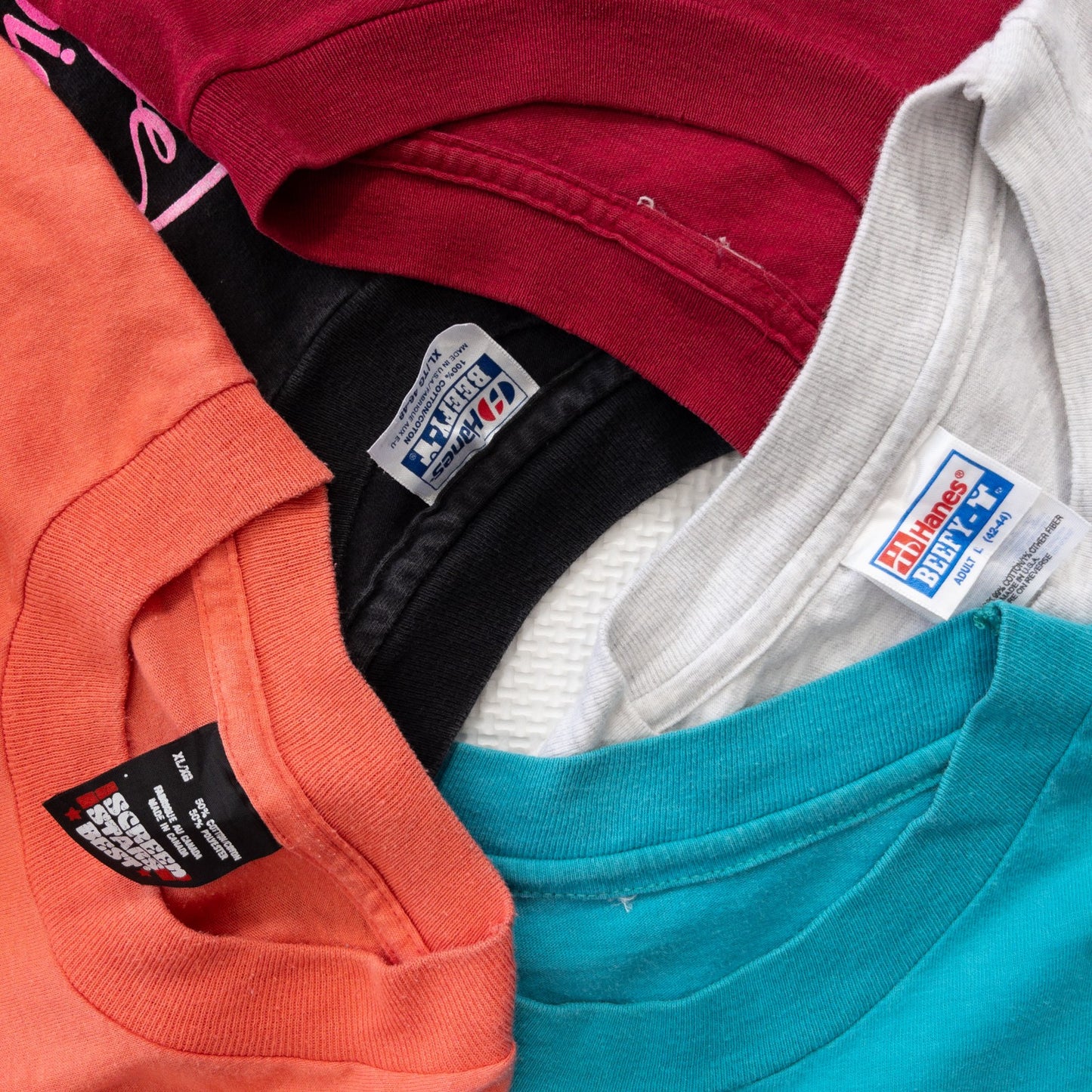 Used clothing wholesale bulk sale: Washed 90s short-sleeved T-shirts, single-stitched, made in the USA, 20-count (M-XXL)