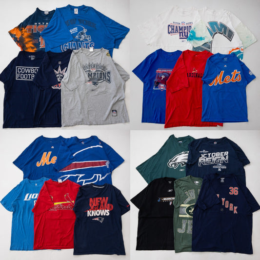 Used clothing wholesale, bulk sale, washed, official sports team short-sleeve T-shirts, set of 20 (S-XXL)