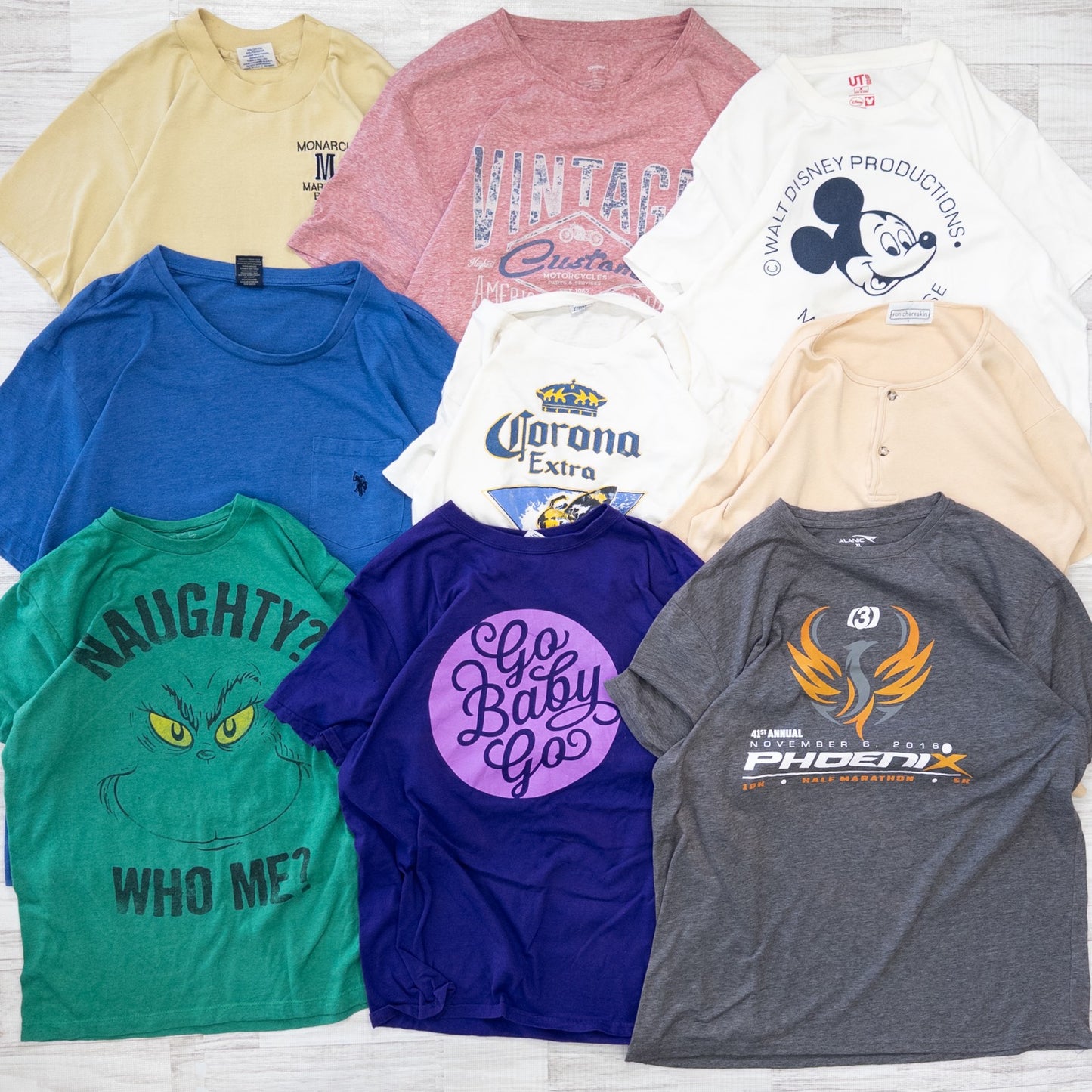 Used clothing wholesale bulk sale, washed, special price, USA short-sleeved T-shirts, 36-count set (S-XXL)
