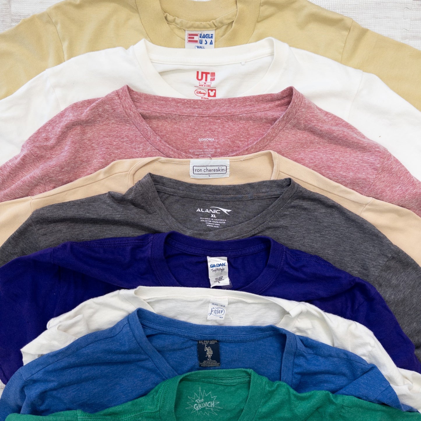 Used clothing wholesale bulk sale, washed, special price, USA short-sleeved T-shirts, 36-count set (S-XXL)