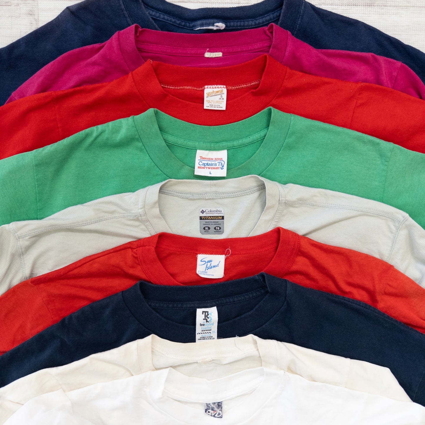 Used clothing wholesale bulk sale, washed, special price, USA short-sleeved T-shirts, 36-count set (S-XXL)