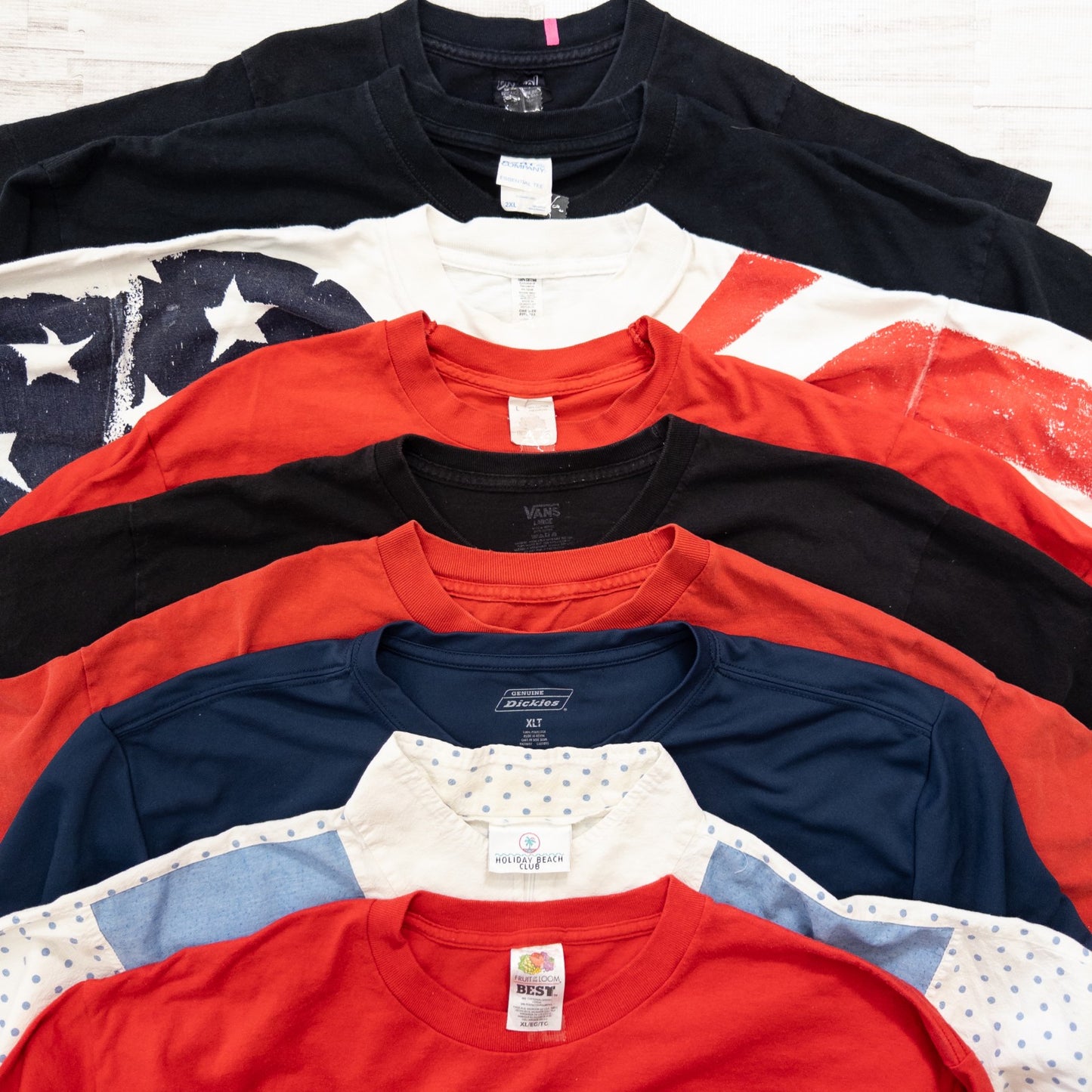 Used clothing wholesale bulk sale, washed, special price, USA short-sleeved T-shirts, 36-count set (S-XXL)