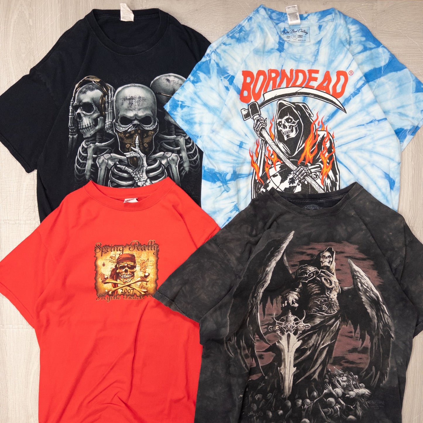 古着卸 現物まとめ売り 洗濯済み スカル 半袖Tシャツ タンクトップ1枚 計15枚セット(M-XXXL) w701007