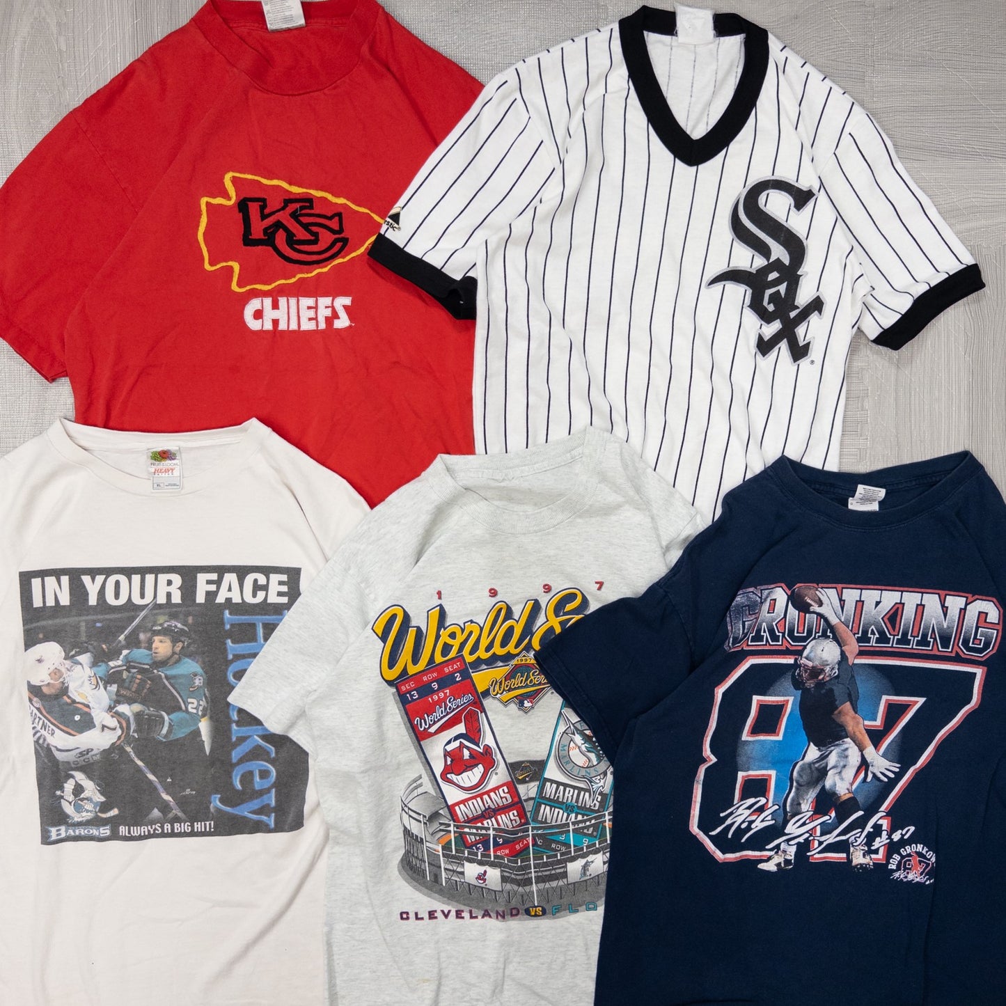 古着卸 現物まとめ売り 洗濯済み NFL MLB NHL オフィシャルチーム系 半袖Tシャツ 17枚セット(L-XXL) w702003
