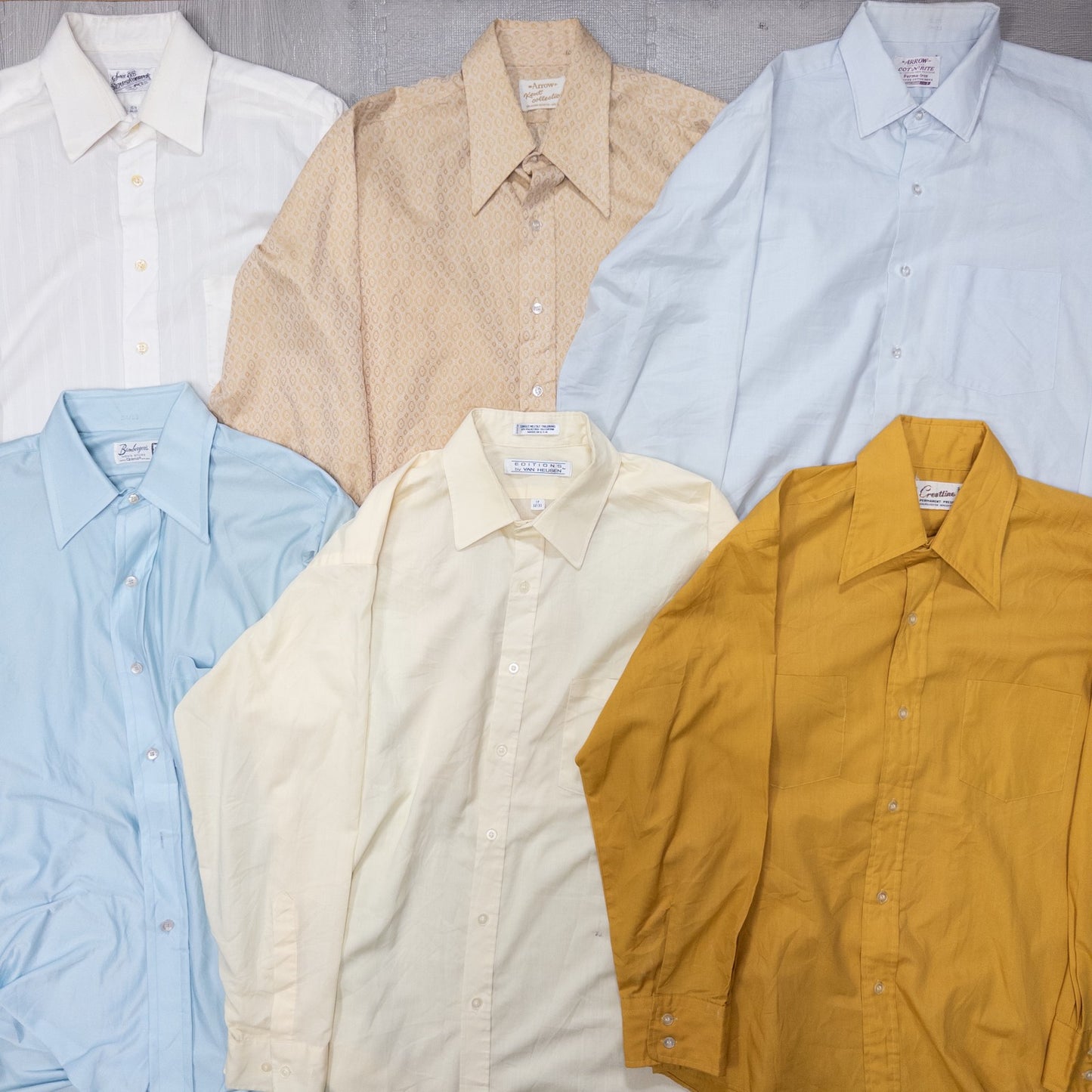 古着卸 現物まとめ売り 洗濯済み 70~90s vintage長袖シャツ コットン ポリ シルク レーヨン等 24枚セット(M-XL) w703007
