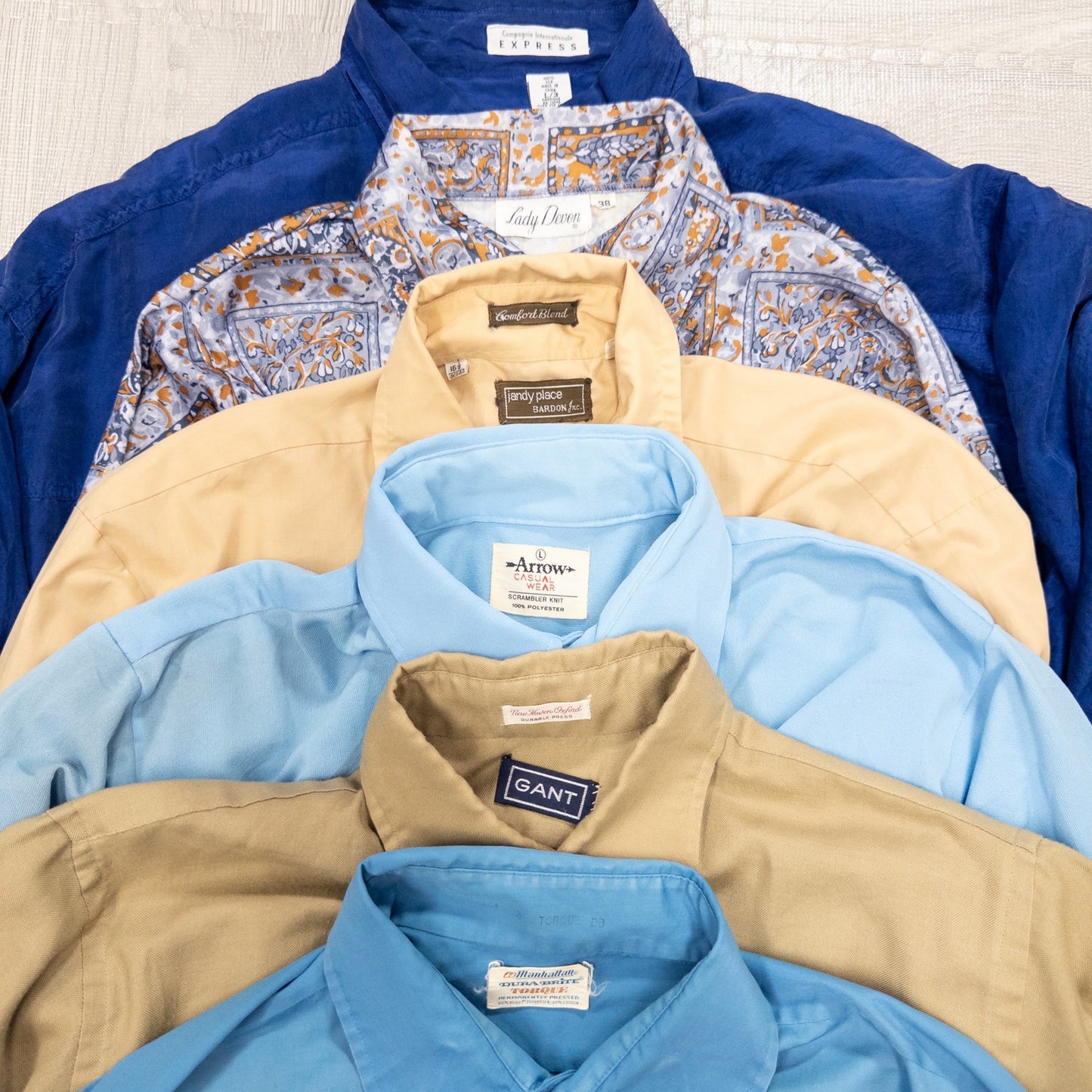 古着卸 現物まとめ売り 洗濯済み 70~90s vintage長袖シャツ コットン ポリ シルク レーヨン等 24枚セット(M-XL) w703007