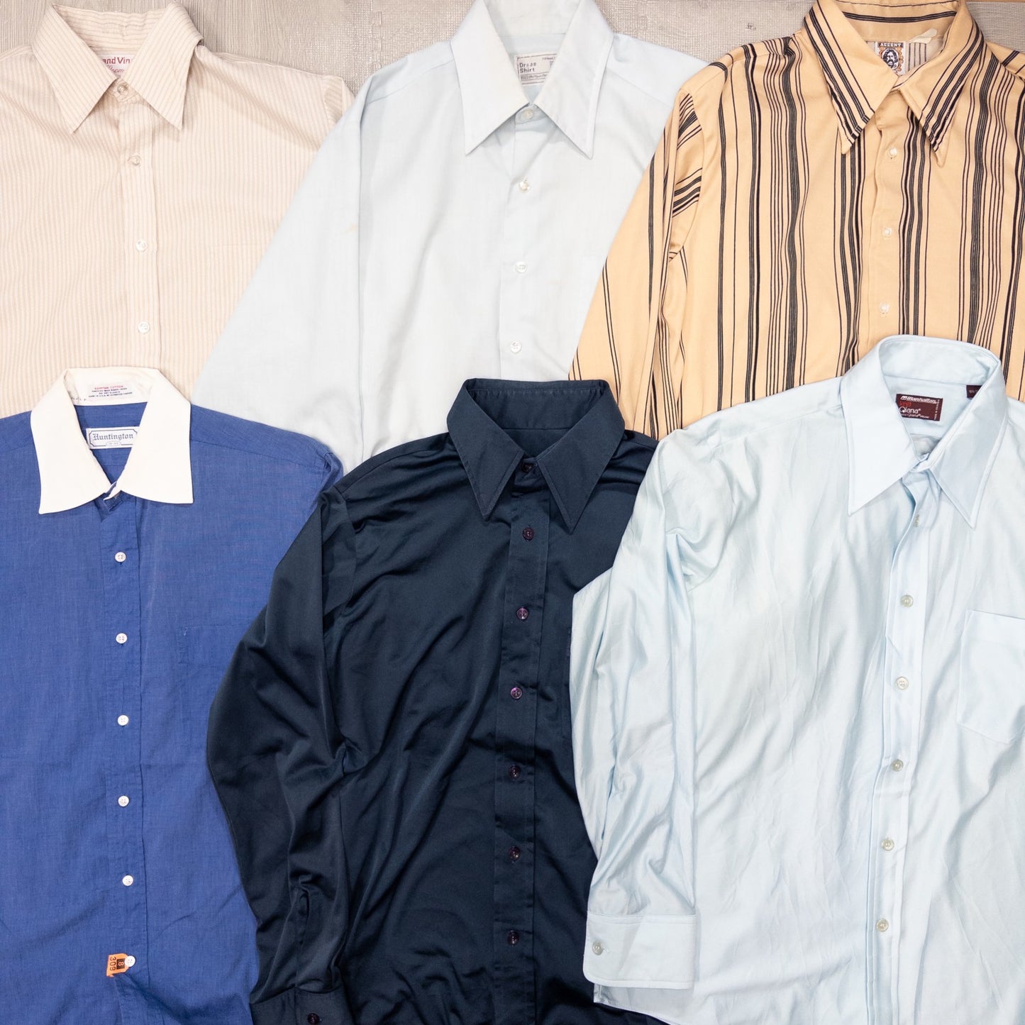 古着卸 現物まとめ売り 洗濯済み 70~90s vintage長袖シャツ コットン ポリ シルク レーヨン等 24枚セット(M-XL) w703007