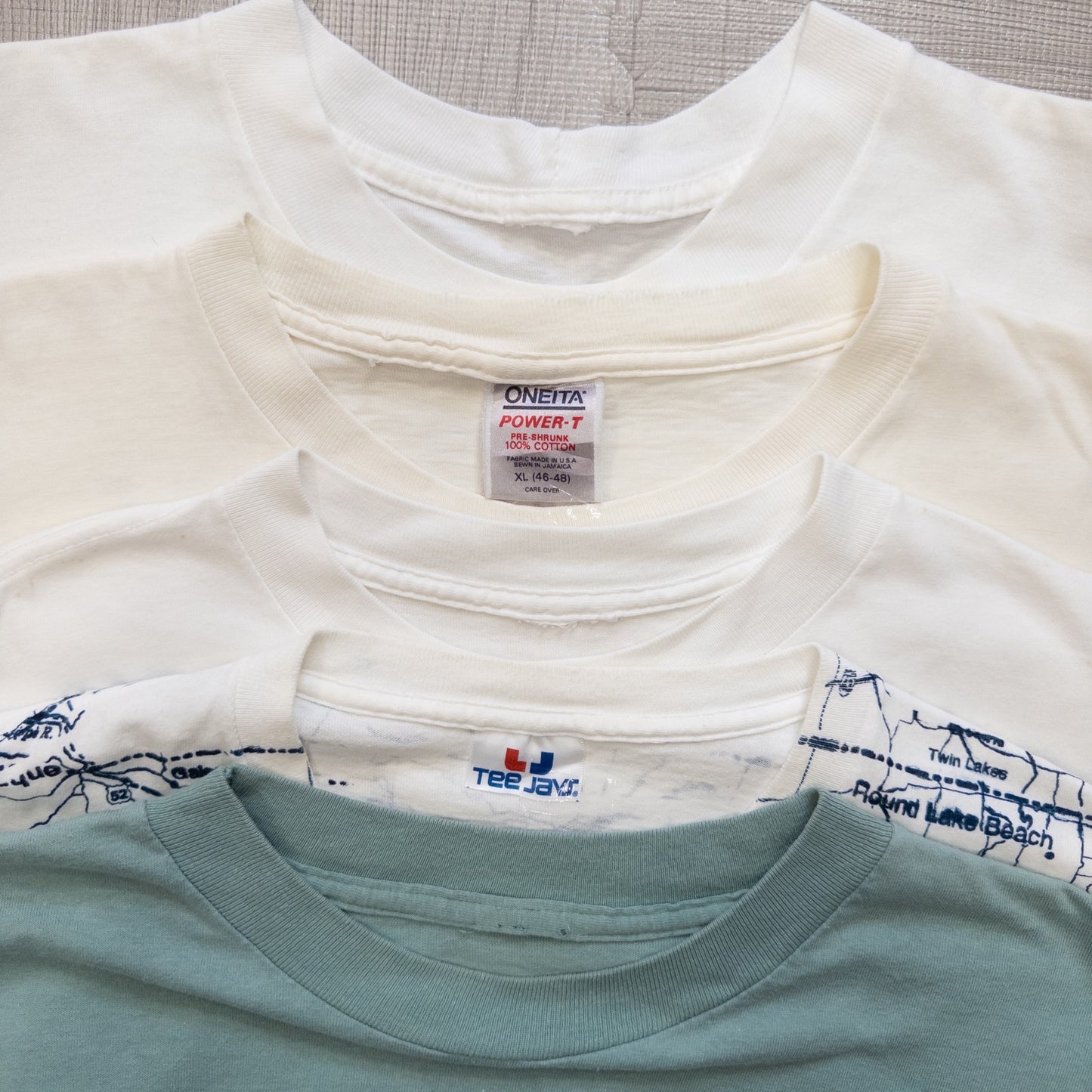 Wholesale Used Clothing, Bulk Sale, Washed, 20-Piece Set of 00s-90s Place Name Short Sleeve T-Shirts (M-XXL) w726001