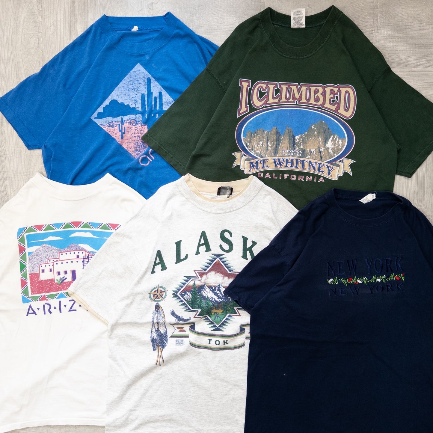 Wholesale Used Clothing, Bulk Sale, Washed, 20-Piece Set of 00s-90s Place Name Short Sleeve T-Shirts (M-XXL) w726001
