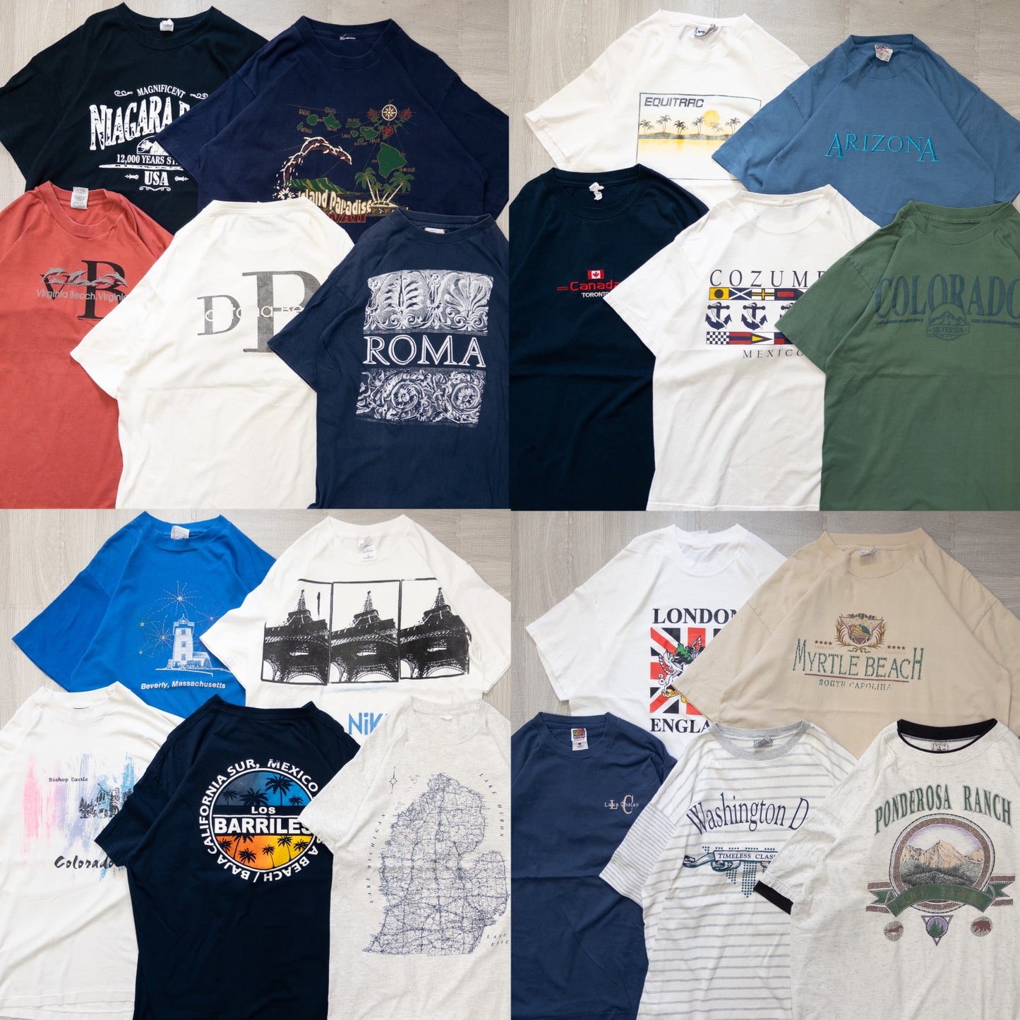 Used clothing wholesale, bulk sale, washed, 20-piece set of 00s-90s place name short-sleeved T-shirts (M-XXL) w726002