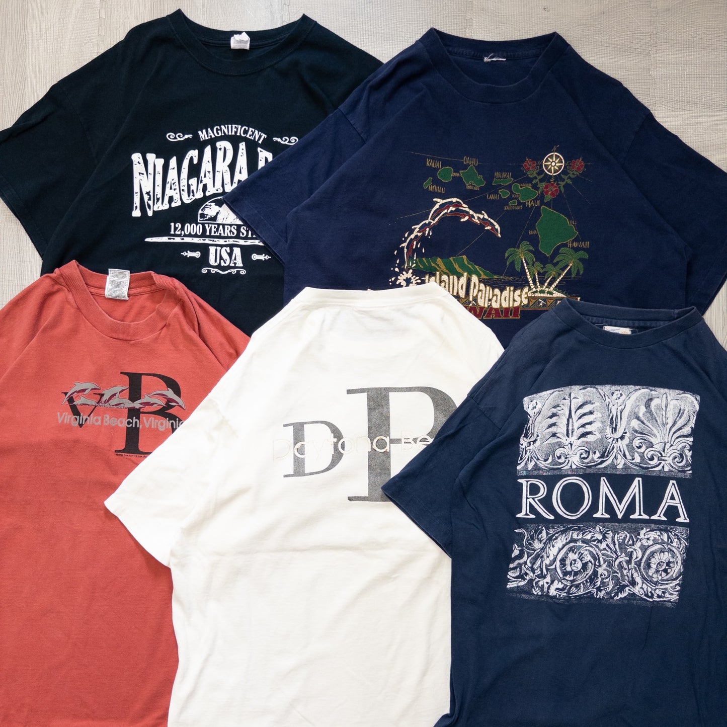 Used clothing wholesale, bulk sale, washed, 20-piece set of 00s-90s place name short-sleeved T-shirts (M-XXL) w726002