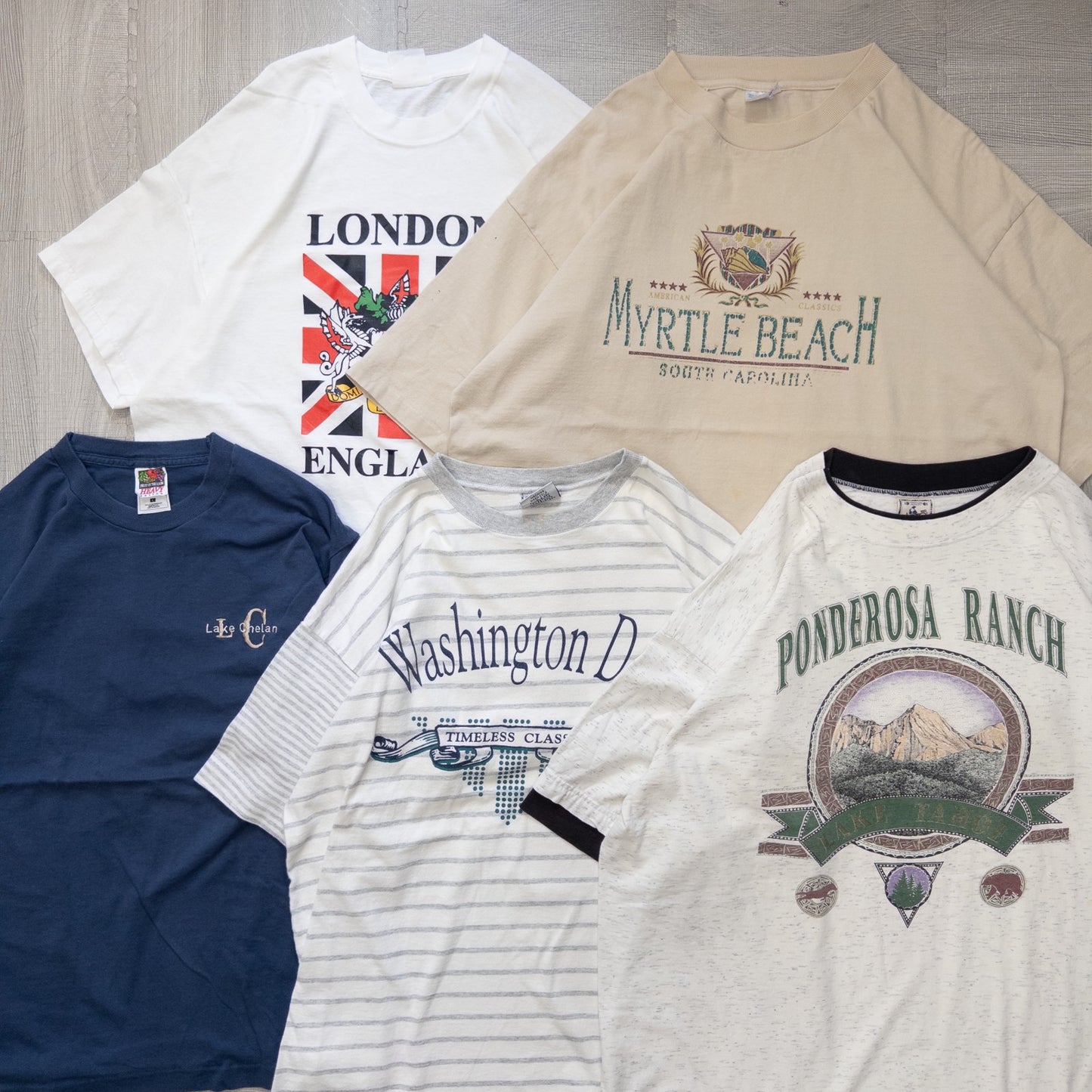 Used clothing wholesale, bulk sale, washed, 20-piece set of 00s-90s place name short-sleeved T-shirts (M-XXL) w726002