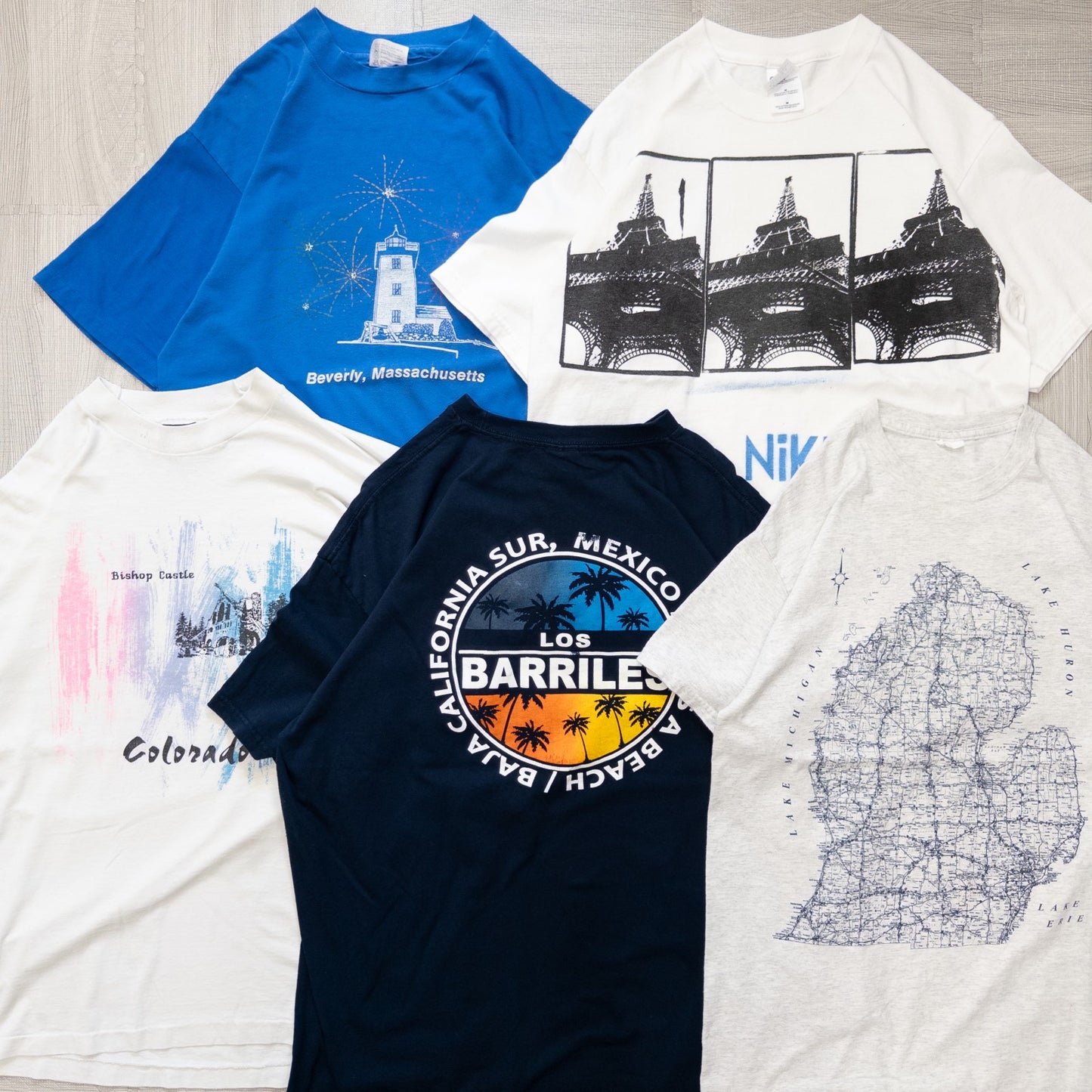 Used clothing wholesale, bulk sale, washed, 20-piece set of 00s-90s place name short-sleeved T-shirts (M-XXL) w726002