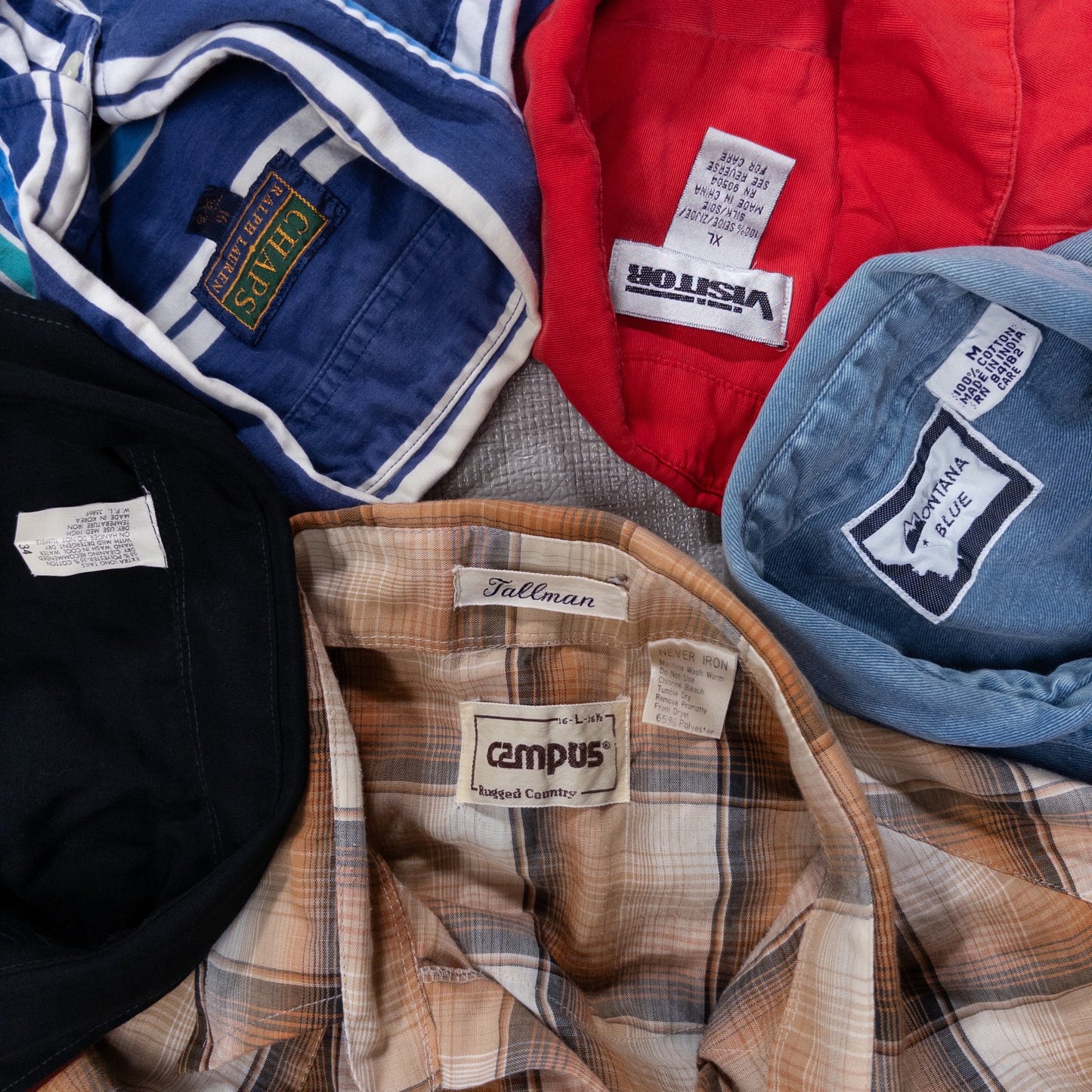 Used Clothing Wholesale Bulk Sale: Washed, Distressed US Long Sleeve Shirts (Missing Buttons), 22-Piece Set (S-XL) w731003
