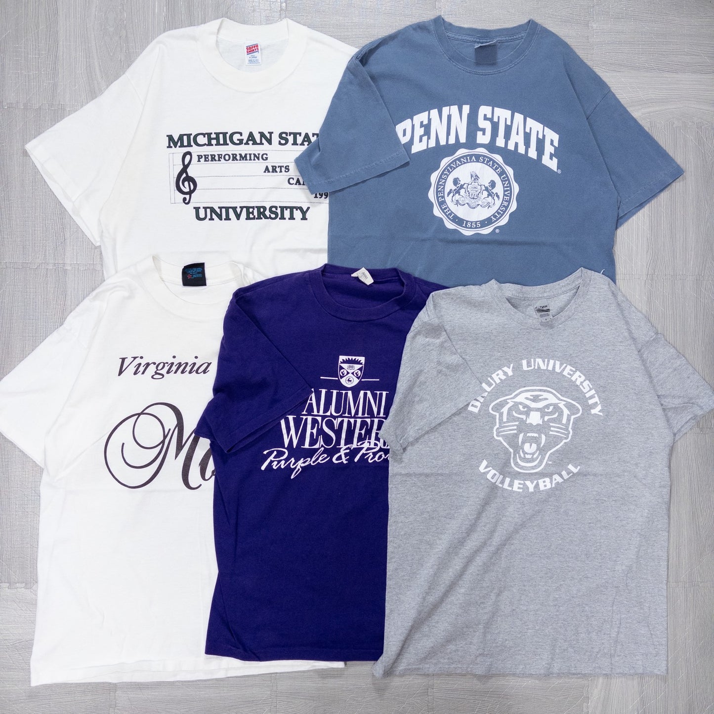 Used Clothing Wholesaler, Bulk Sale, Washed College Short Sleeve T-Shirts, Set of 20 (S-XL) w731004
