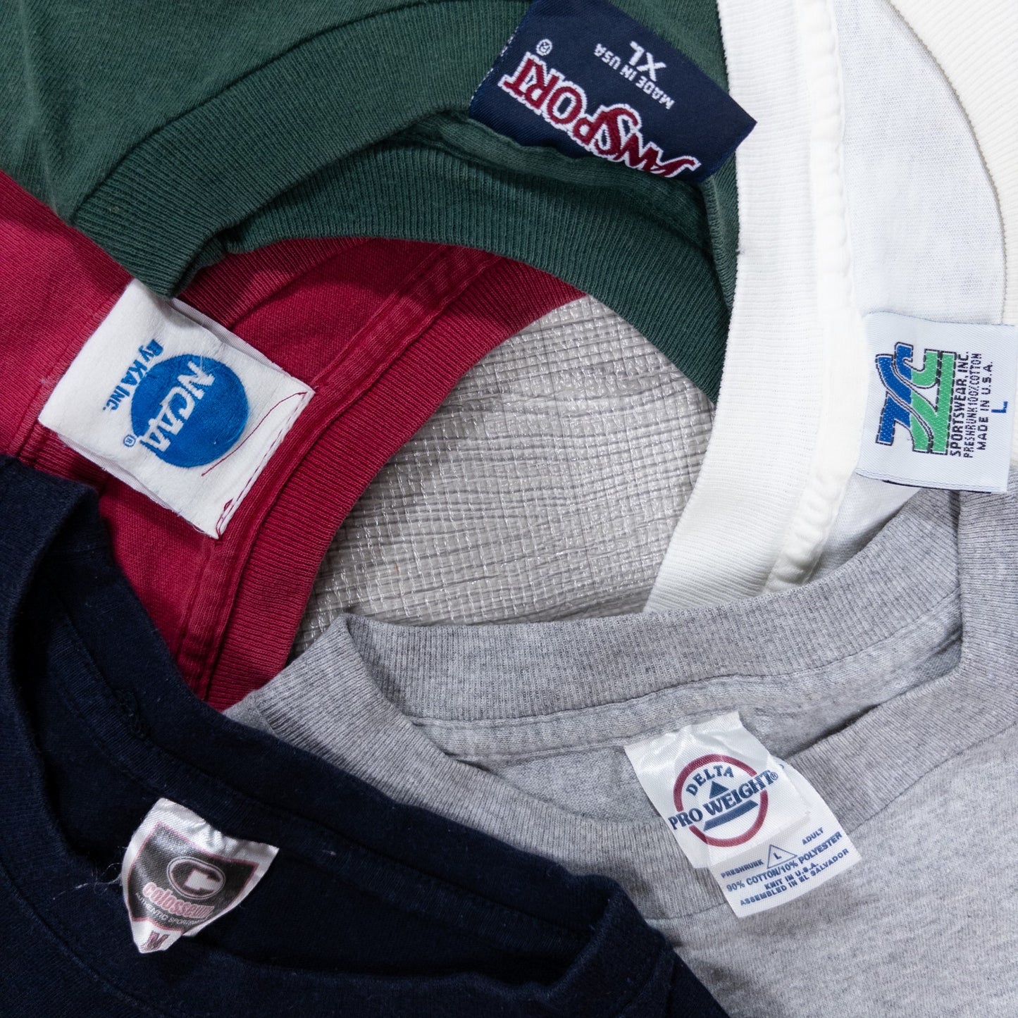 Used Clothing Wholesaler, Bulk Sale, Washed College Short Sleeve T-Shirts, Set of 20 (S-XL) w731004