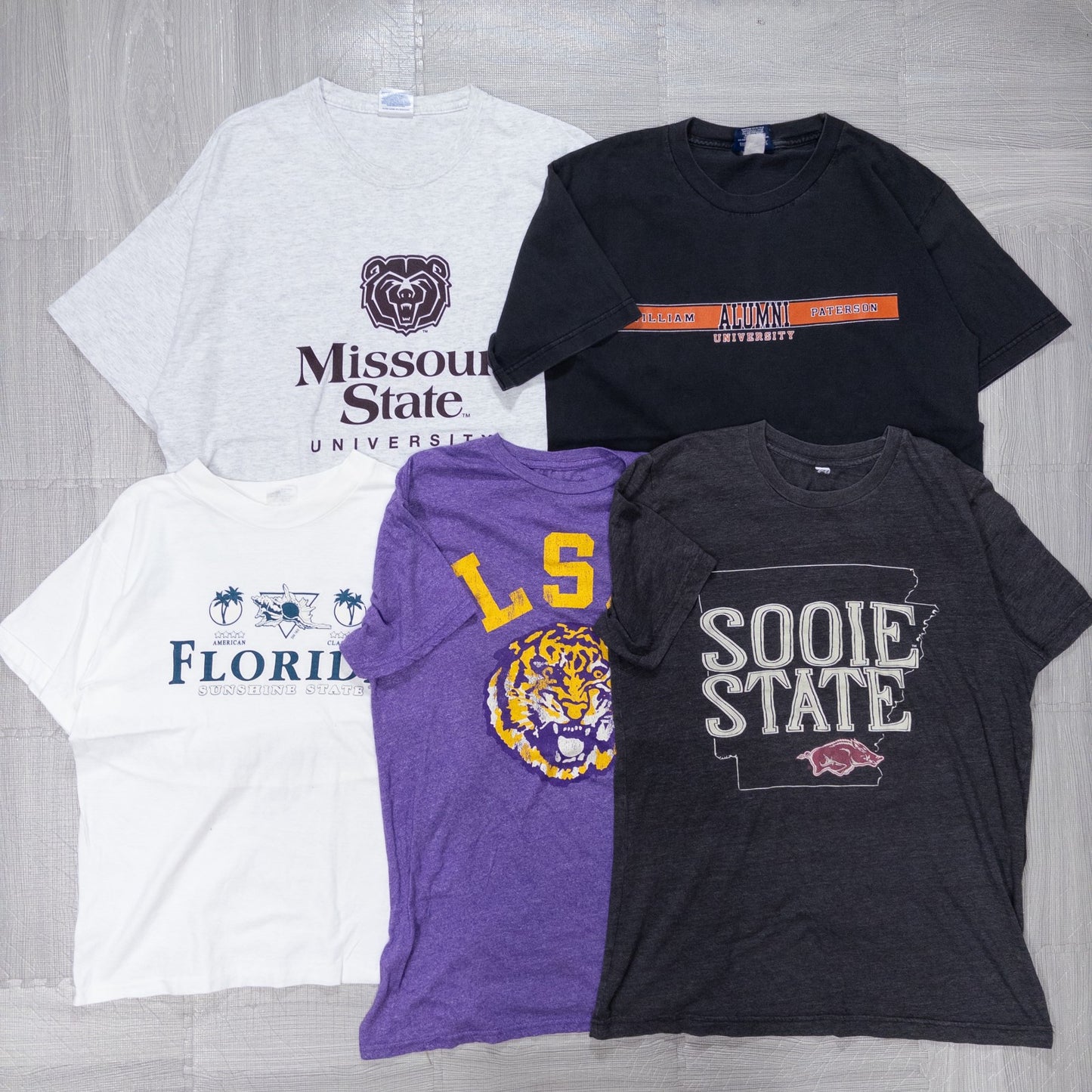 Used Clothing Wholesaler, Bulk Sale, Washed College Short Sleeve T-Shirts, Set of 20 (S-XL) w731004