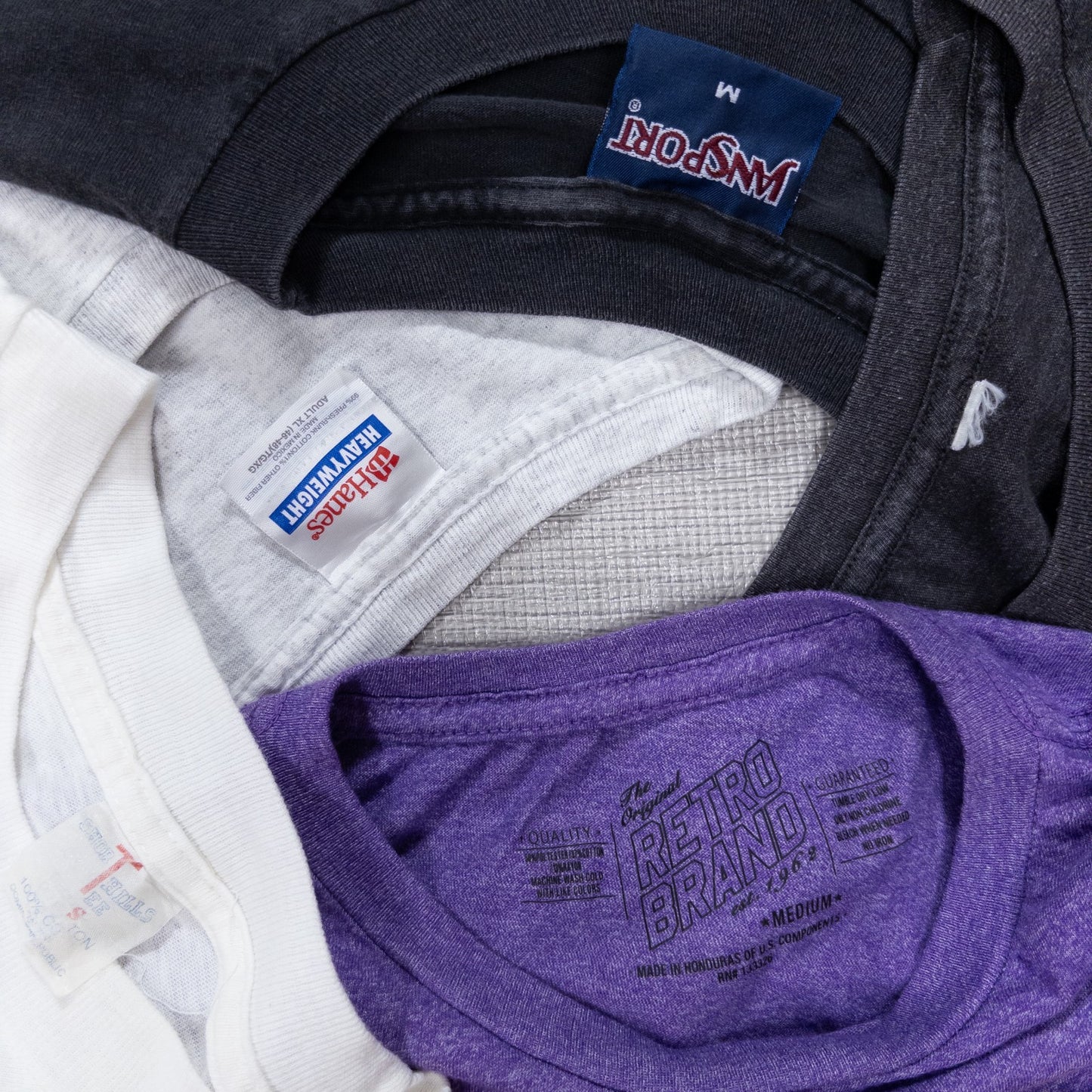 Used Clothing Wholesaler, Bulk Sale, Washed College Short Sleeve T-Shirts, Set of 20 (S-XL) w731004