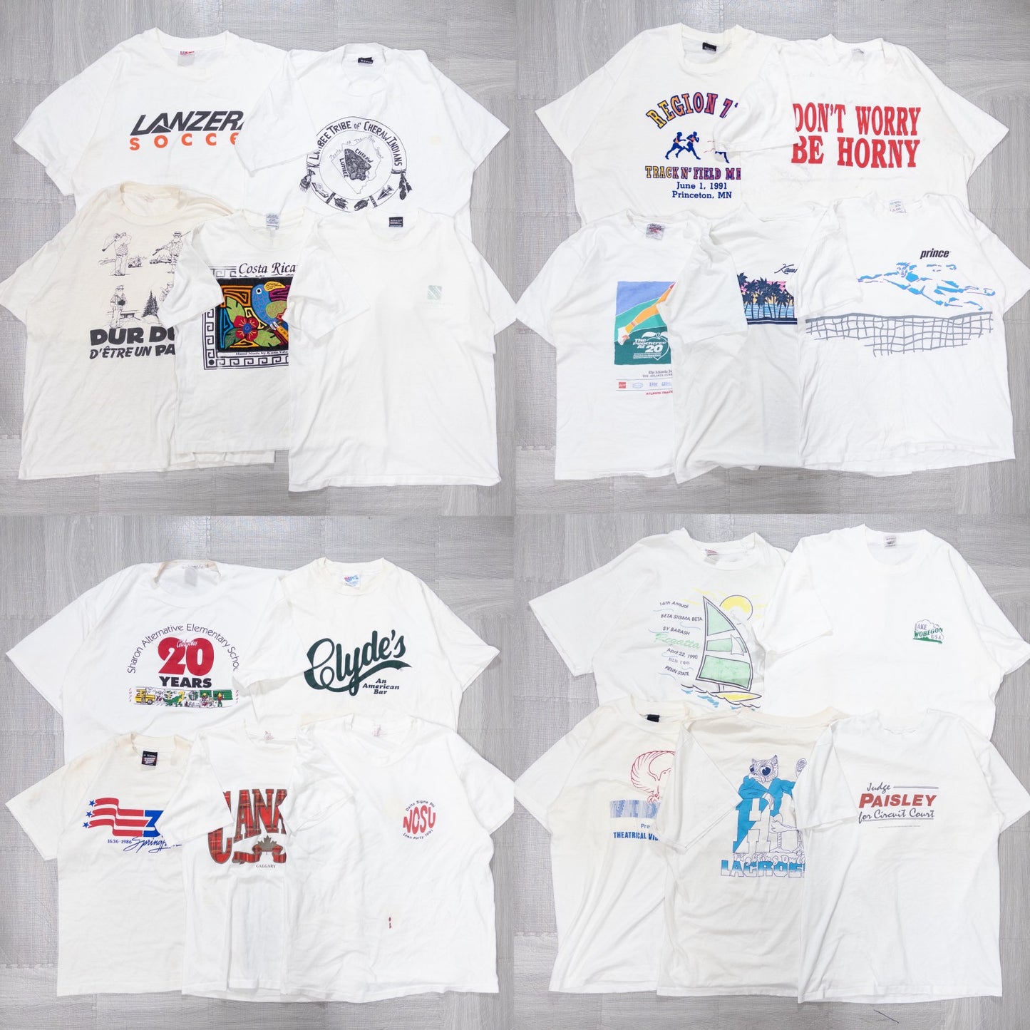 Wholesale Used Clothing, Bulk Sale, Washed, 90s Stained Short Sleeve T-Shirts, Set of 20 (M-XXL) w731005