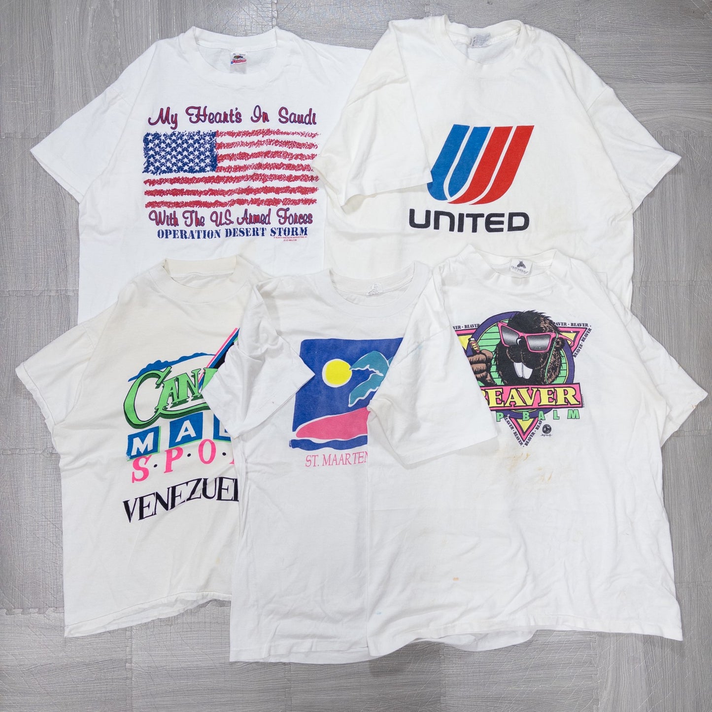 Used clothing wholesale bulk sale: Washed 90s stained short-sleeved T-shirts, set of 20 (M-XXL) w731006