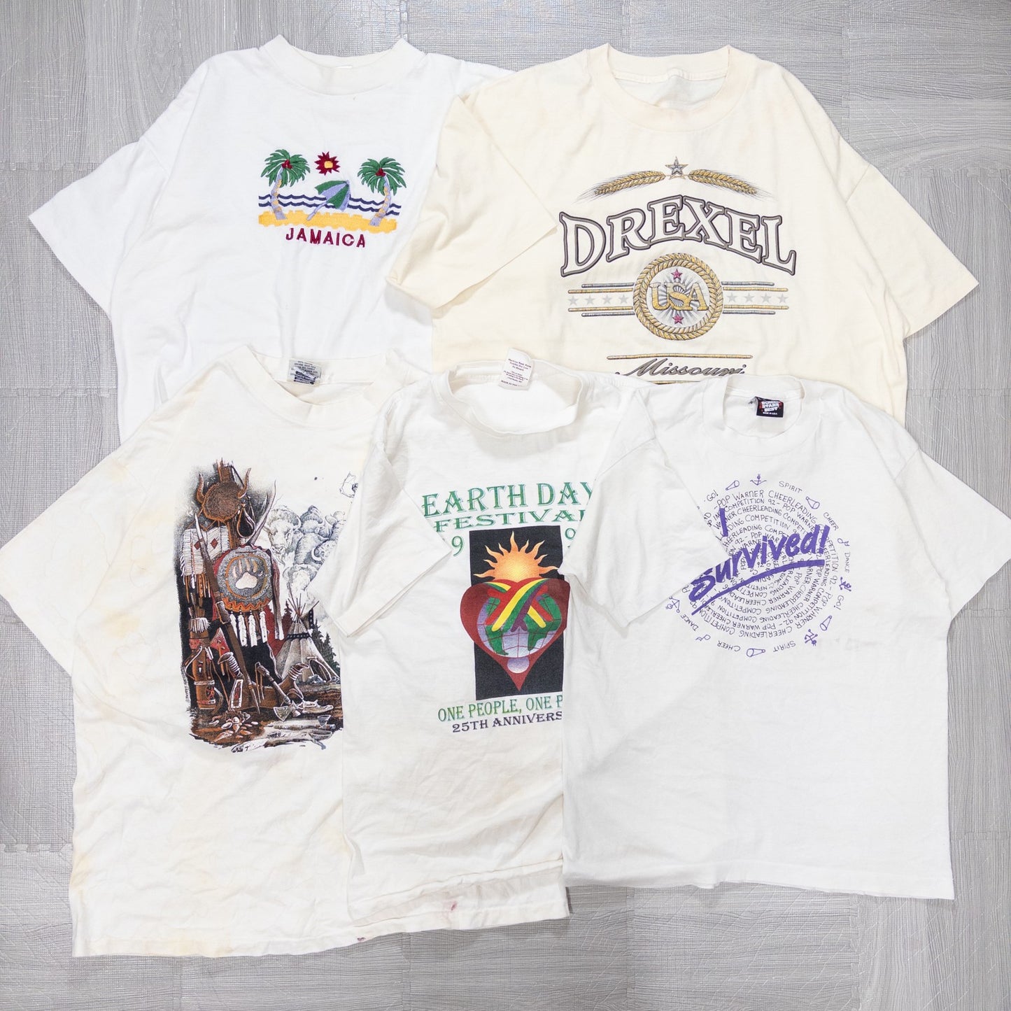 Used clothing wholesale bulk sale: Washed 90s stained short-sleeved T-shirts, set of 20 (M-XXL) w731006