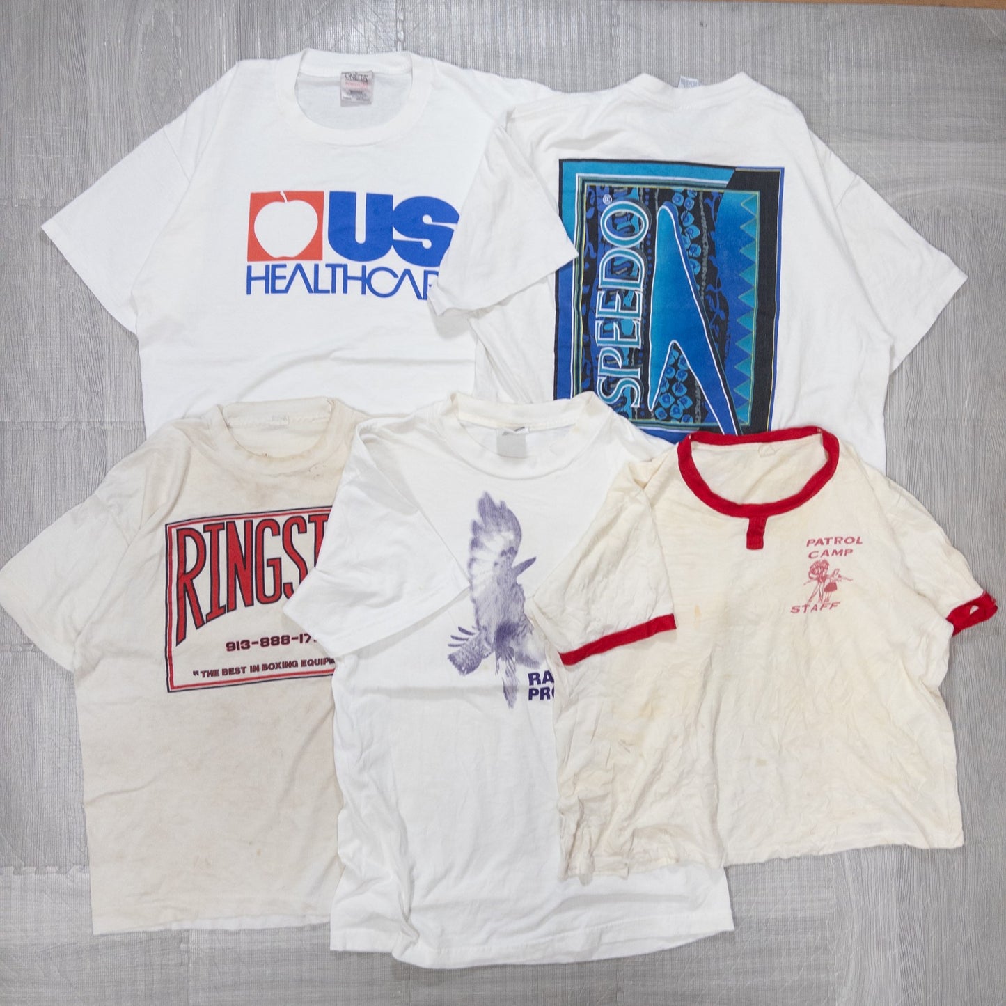 Used clothing wholesale bulk sale: Washed 90s stained short-sleeved T-shirts, set of 20 (M-XL) w731007