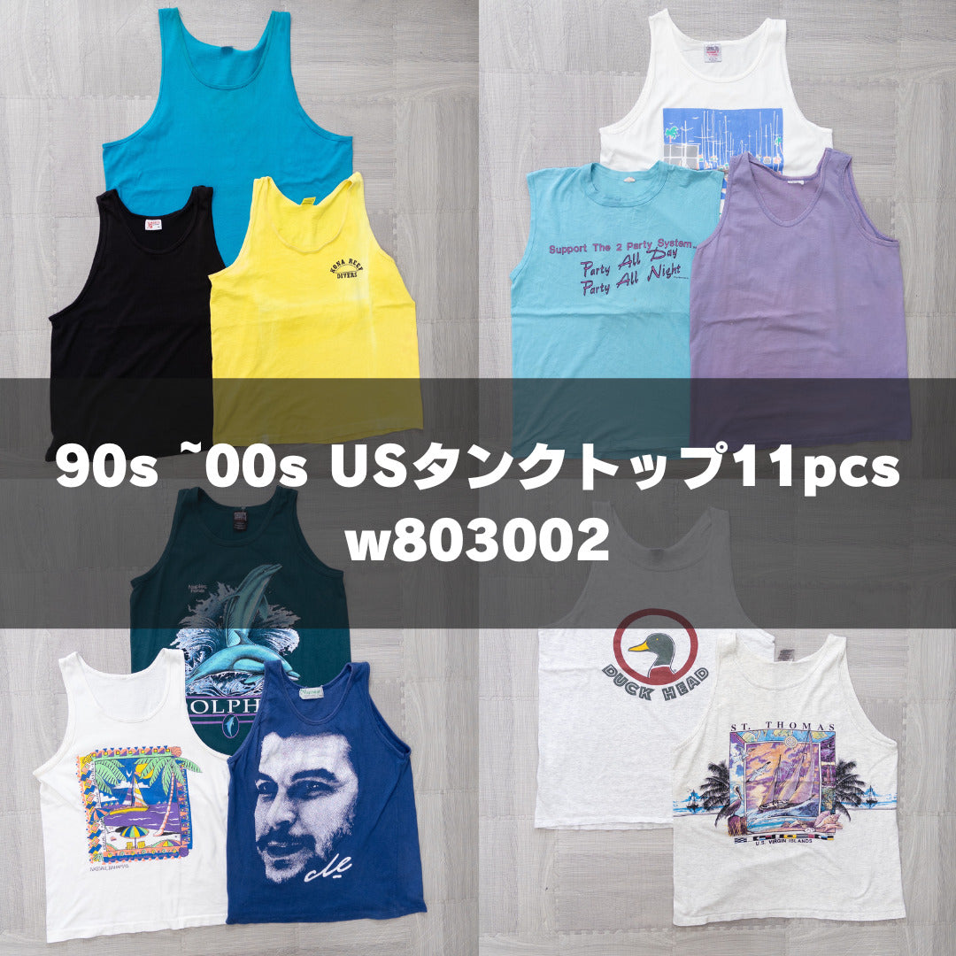 Wholesale Used Clothing, Bulk Sale, Washed, 11-Piece Set of 90s-00s US Tank Tops (M-XL) w803002