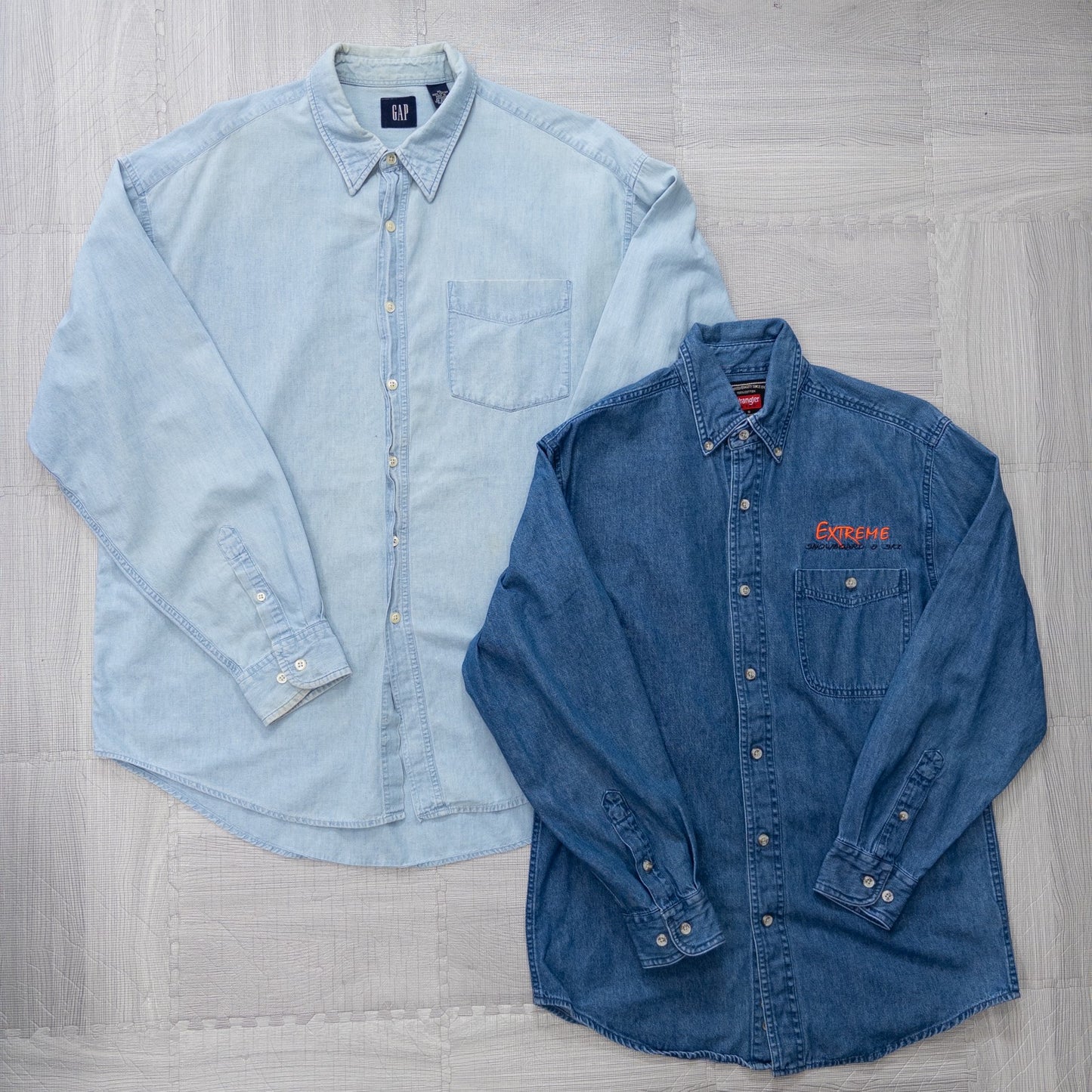 Used Clothing Wholesaler, Bulk Sale, Washed US Long Sleeve Denim Shirts, Set of 6 (S-XL) w803003