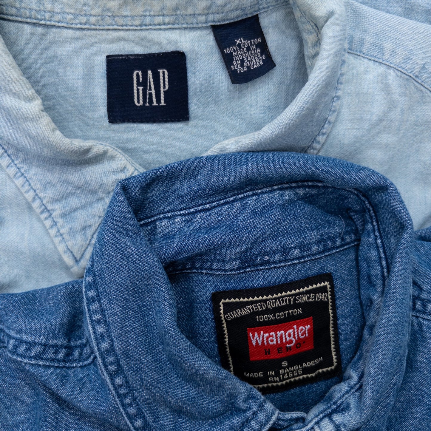 Used Clothing Wholesaler, Bulk Sale, Washed US Long Sleeve Denim Shirts, Set of 6 (S-XL) w803003