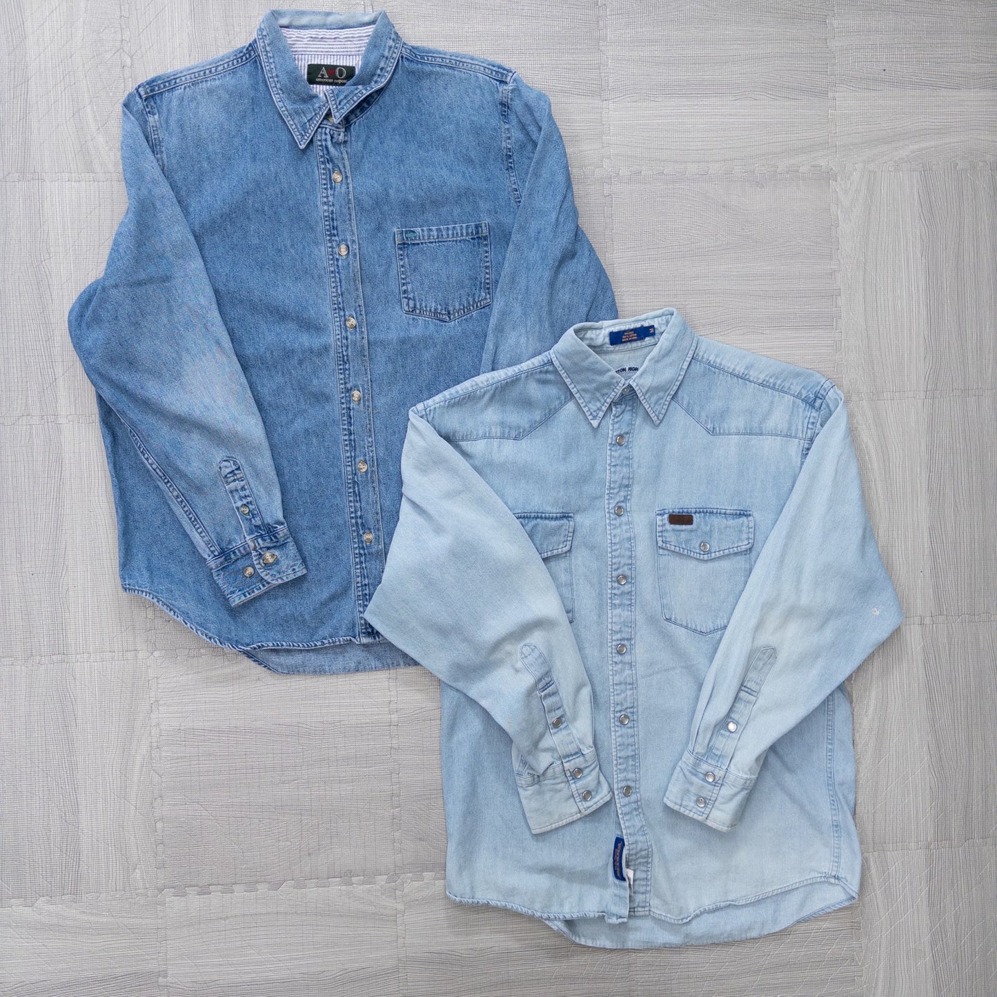 Used Clothing Wholesaler, Bulk Sale, Washed US Long Sleeve Denim Shirts, Set of 6 (S-XL) w803003