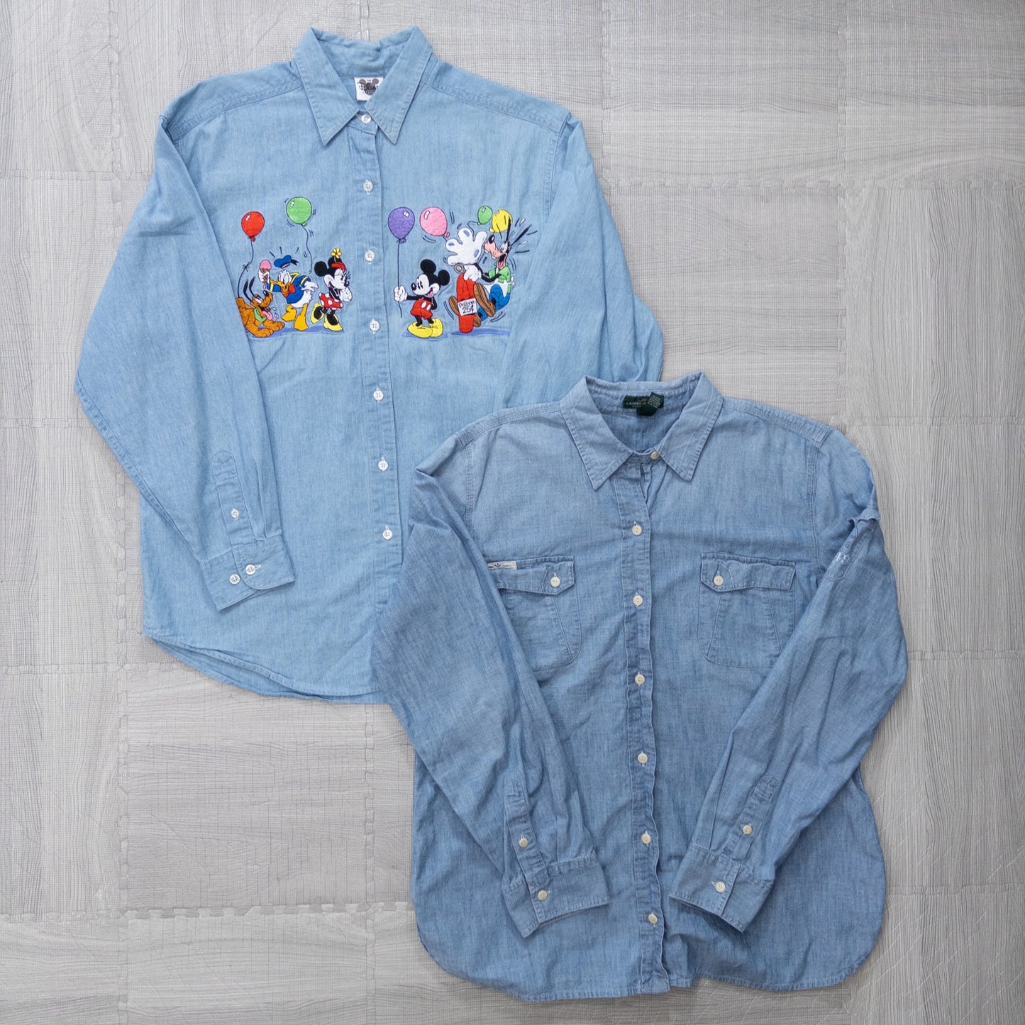 Used Clothing Wholesale, Bulk Sale, Washed, US Long Sleeve Designer Denim Shirts, Set of 7 (S-XL) w803004