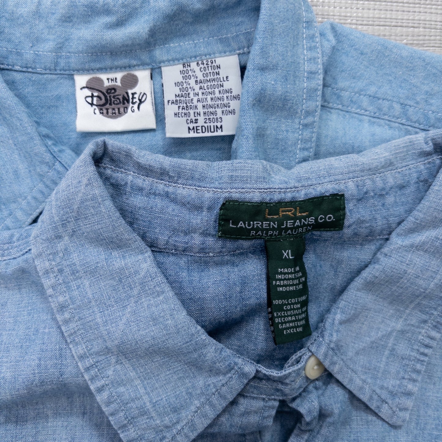 Used Clothing Wholesale, Bulk Sale, Washed, US Long Sleeve Designer Denim Shirts, Set of 7 (S-XL) w803004
