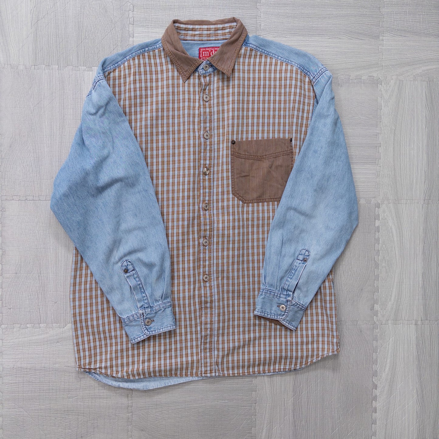 Used Clothing Wholesale, Bulk Sale, Washed, US Long Sleeve Designer Denim Shirts, Set of 7 (S-XL) w803004