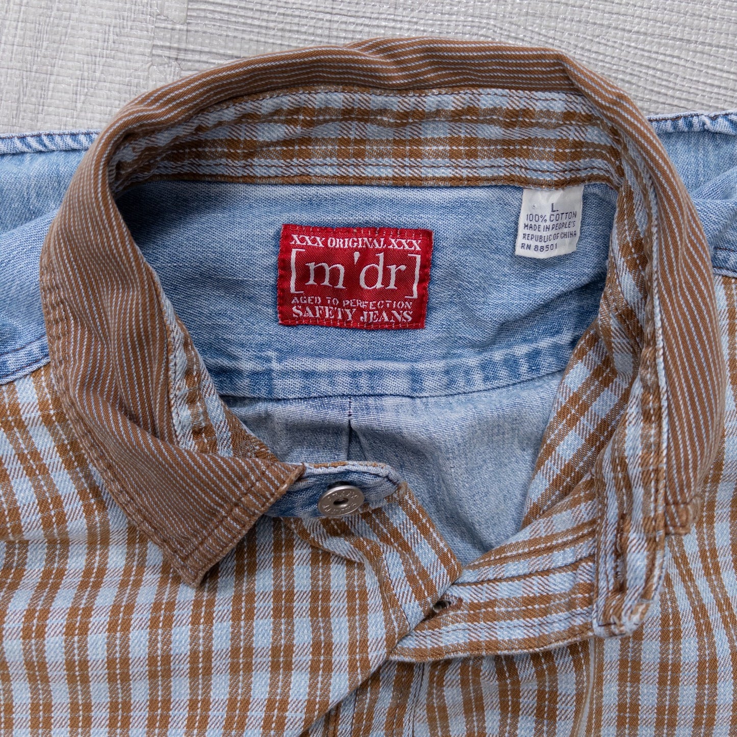 Used Clothing Wholesale, Bulk Sale, Washed, US Long Sleeve Designer Denim Shirts, Set of 7 (S-XL) w803004