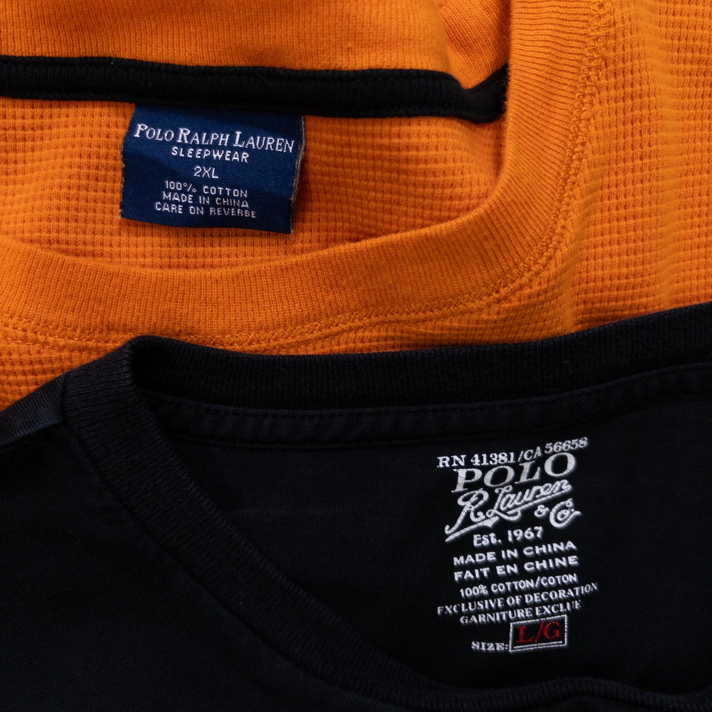 Used clothing wholesale, bulk sale, washed Ralph Lauren long-sleeved T-shirts, set of 8 (S-XXL) w803006