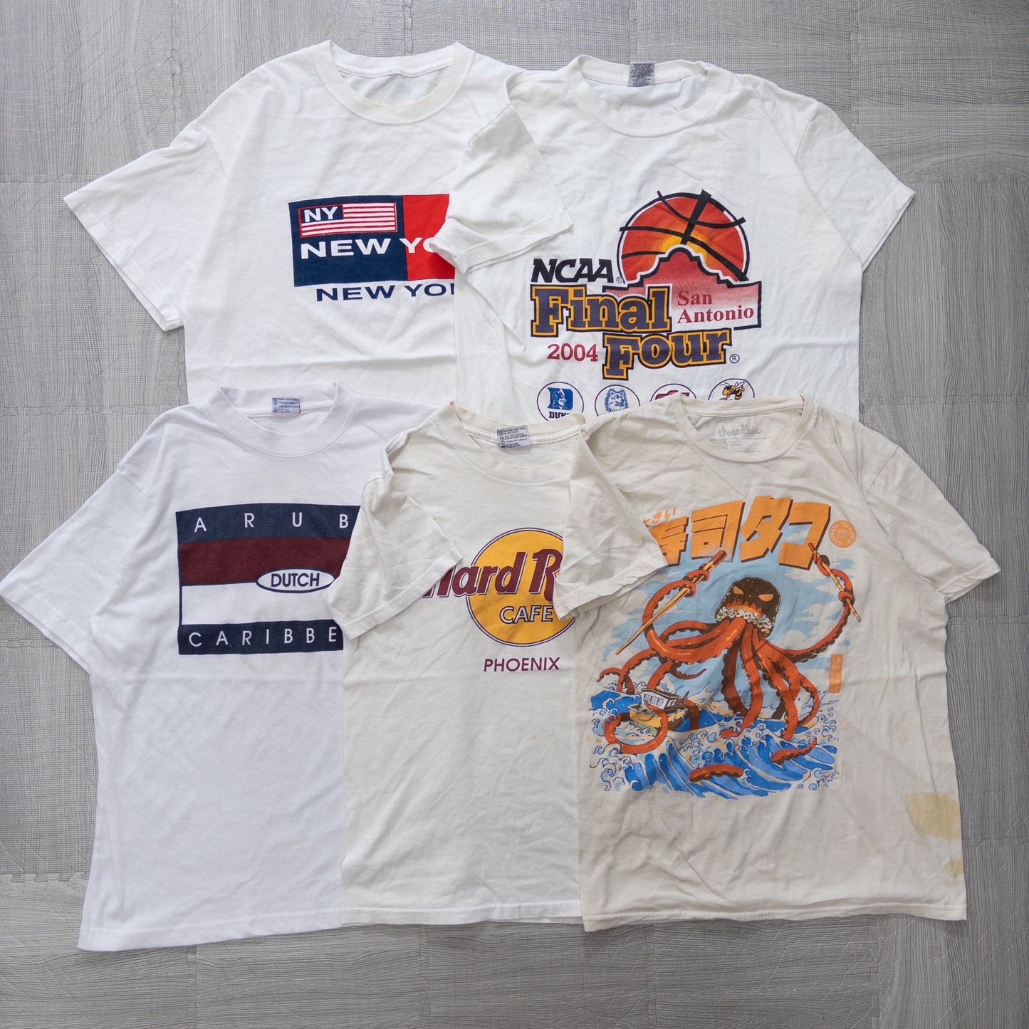 Used clothing wholesale bulk sale, washed, stained 2000s short-sleeved T-shirts, set of 21 (S-XXL) w803008