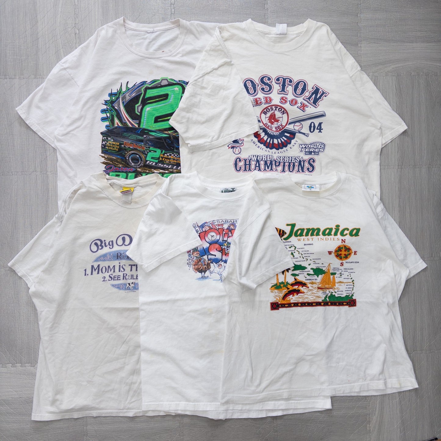 Used clothing wholesale bulk sale, washed, stained 2000s short-sleeved T-shirts, set of 21 (S-XXL) w803008