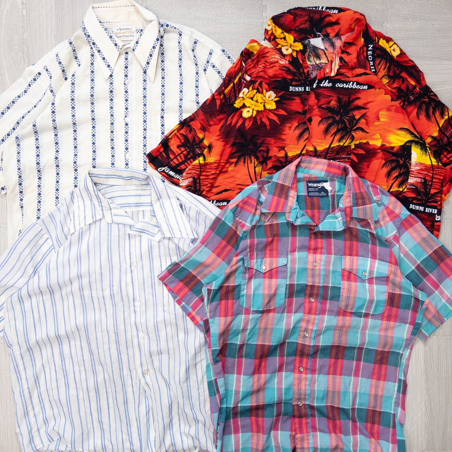 Used Clothing Wholesale Bulk Sale: Washed, Damaged Short Sleeve Shirts (Missing Buttons), 18-Piece Set (S-XXL) w803009
