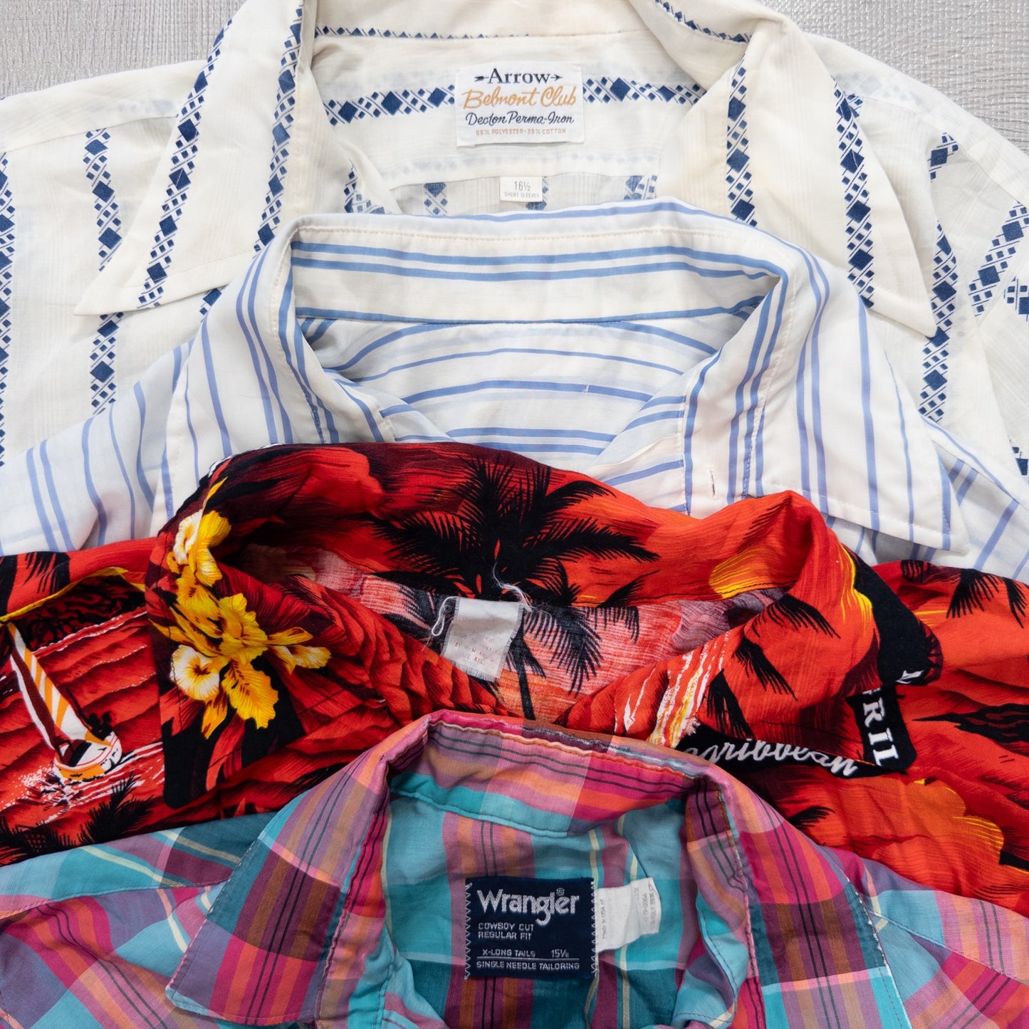 Used Clothing Wholesale Bulk Sale: Washed, Damaged Short Sleeve Shirts (Missing Buttons), 18-Piece Set (S-XXL) w803009