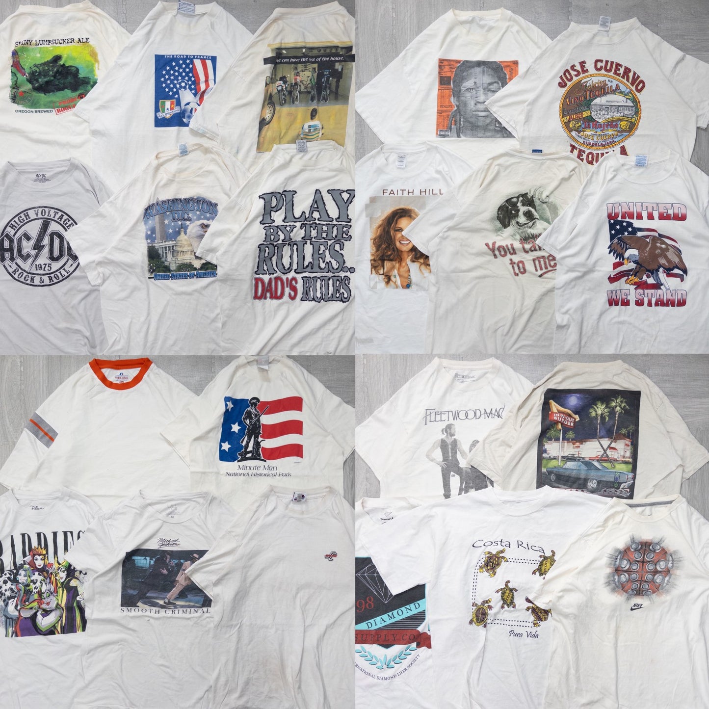 Used clothing wholesale bulk sale: Washed 21-piece set of 2000s stained short-sleeved T-shirts (S-XXL) w803010