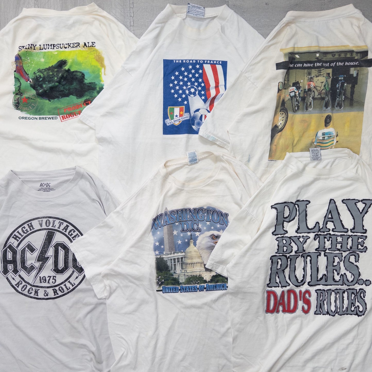 Used clothing wholesale bulk sale: Washed 21-piece set of 2000s stained short-sleeved T-shirts (S-XXL) w803010