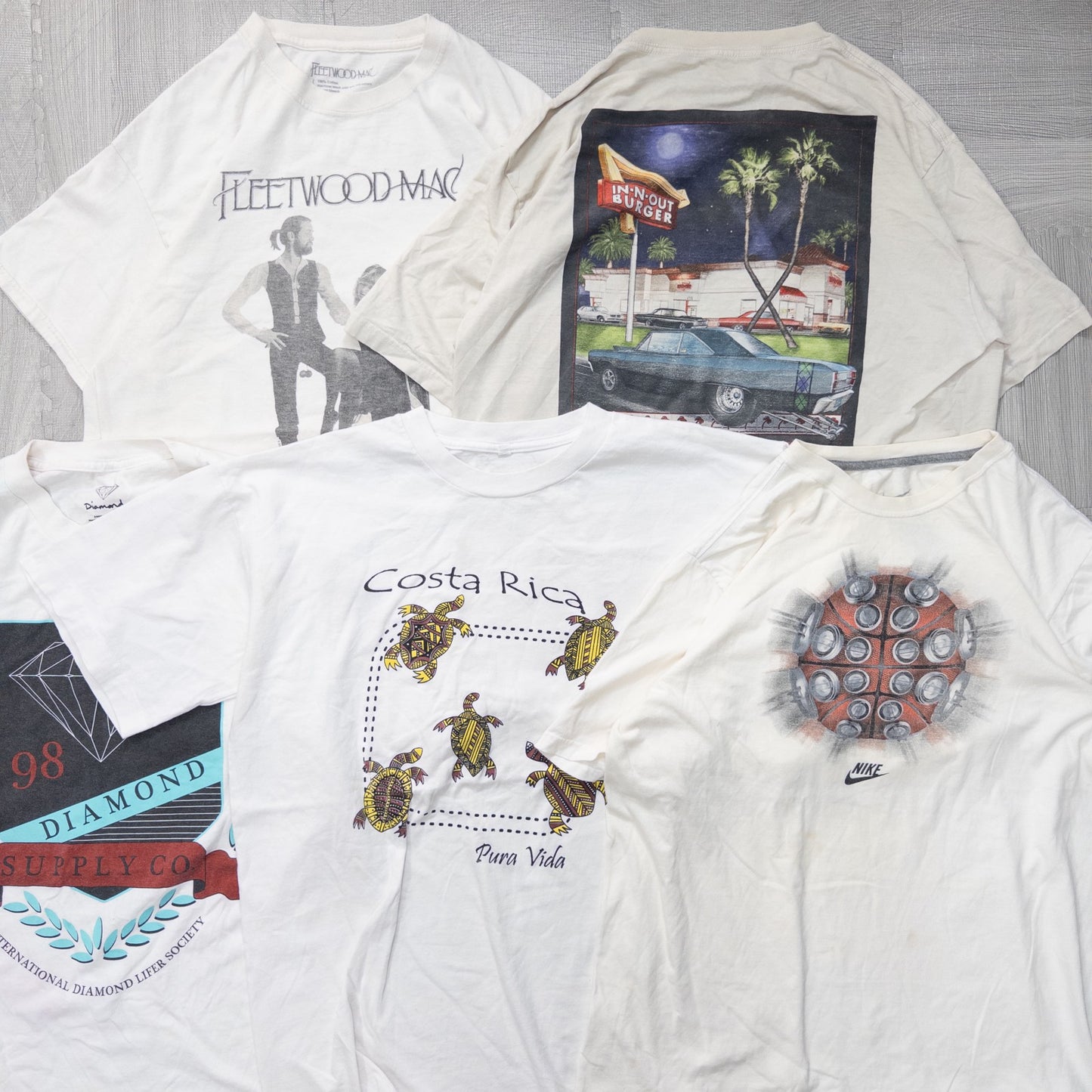 Used clothing wholesale bulk sale: Washed 21-piece set of 2000s stained short-sleeved T-shirts (S-XXL) w803010