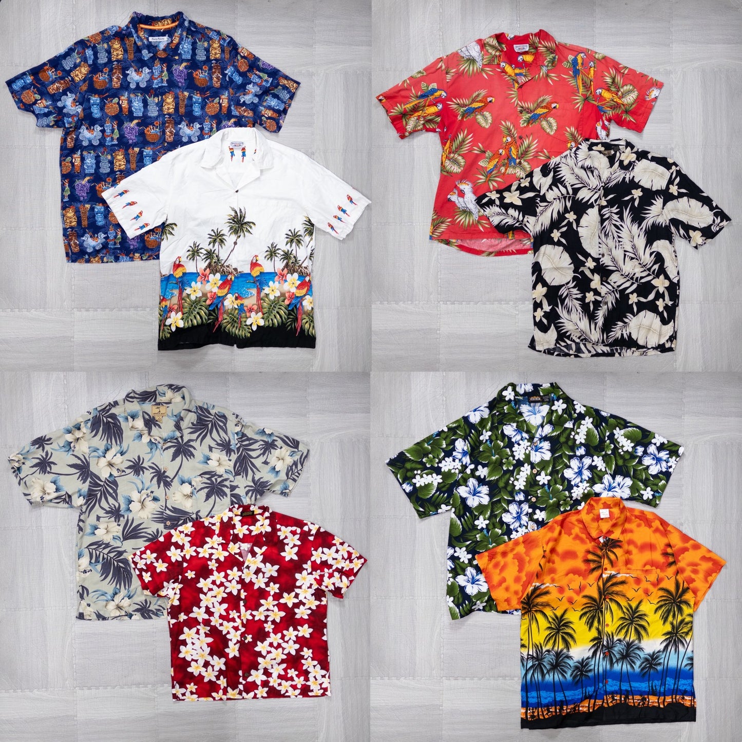 Used clothing wholesale bulk sale, washed short-sleeved aloha shirts, set of 8 (M-XXL) w808003