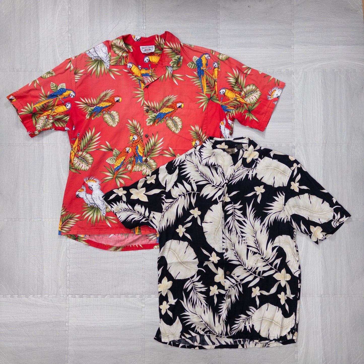 Used clothing wholesale bulk sale, washed short-sleeved aloha shirts, set of 8 (M-XXL) w808003