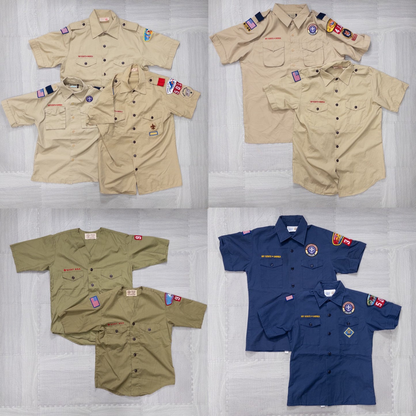 Used clothing wholesale, bulk sale, washed US Boy Scout short-sleeved shirts, set of 9 (S-XXL) w808005